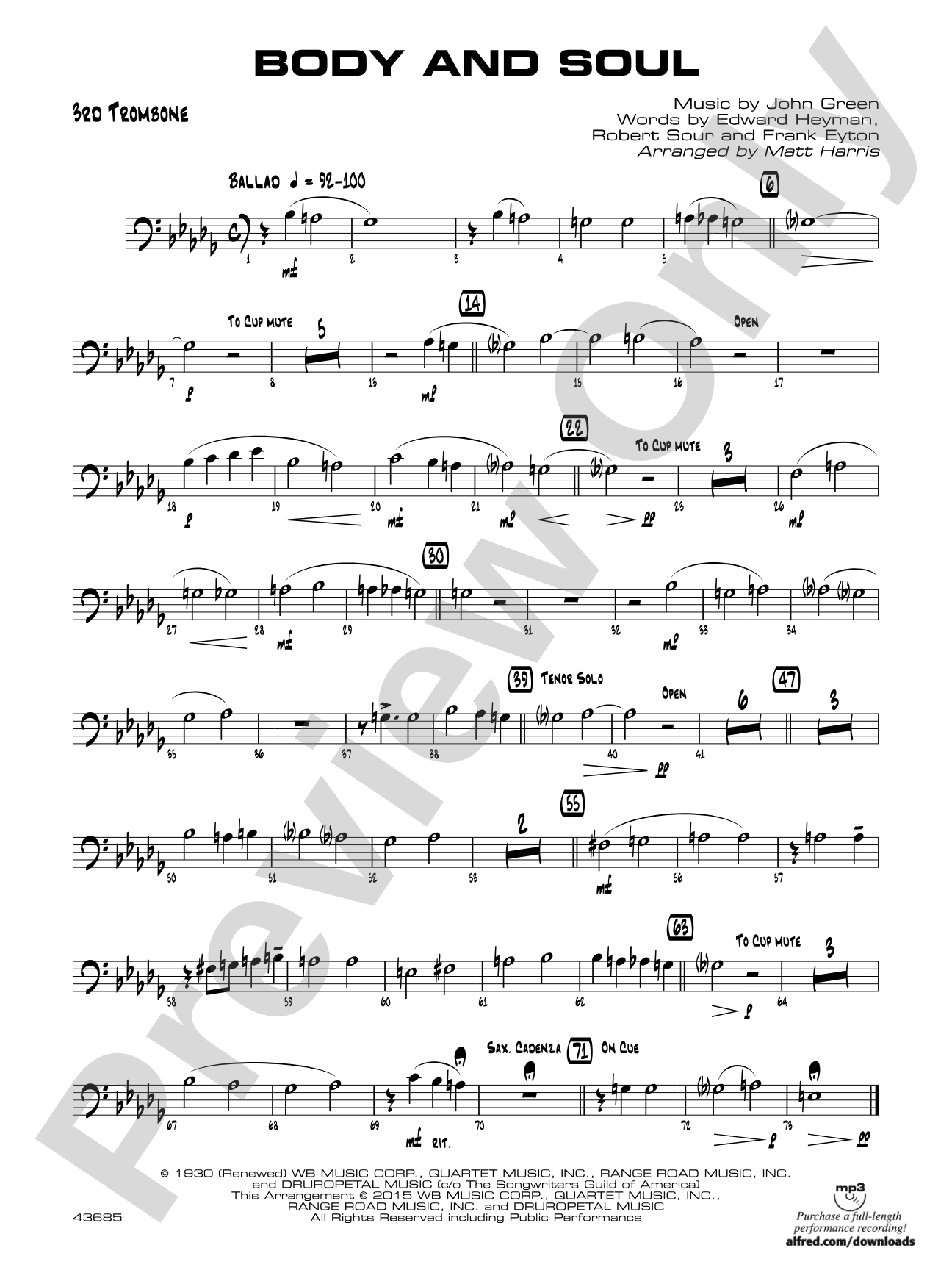 Body and Soul: 3rd Trombone