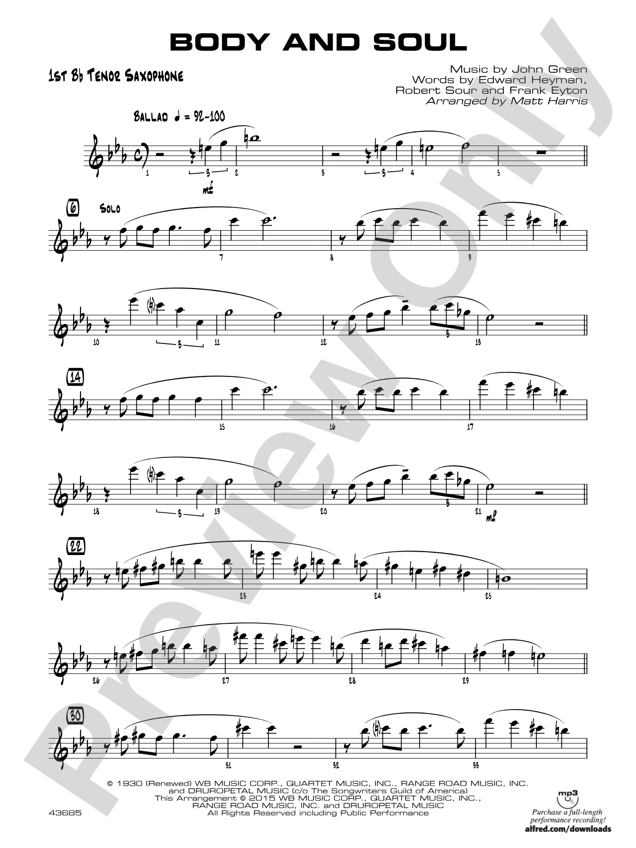 Body and Soul: B-flat Tenor Saxophone