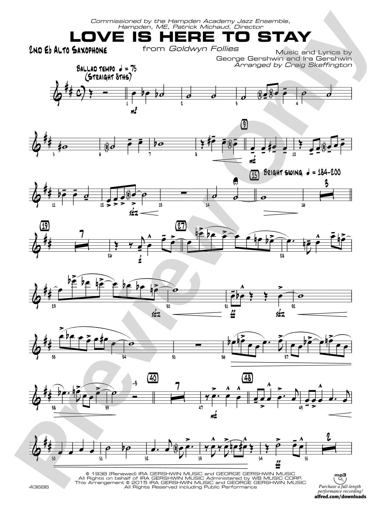 Love Is Here to Stay: 2nd E-flat Alto Saxophone