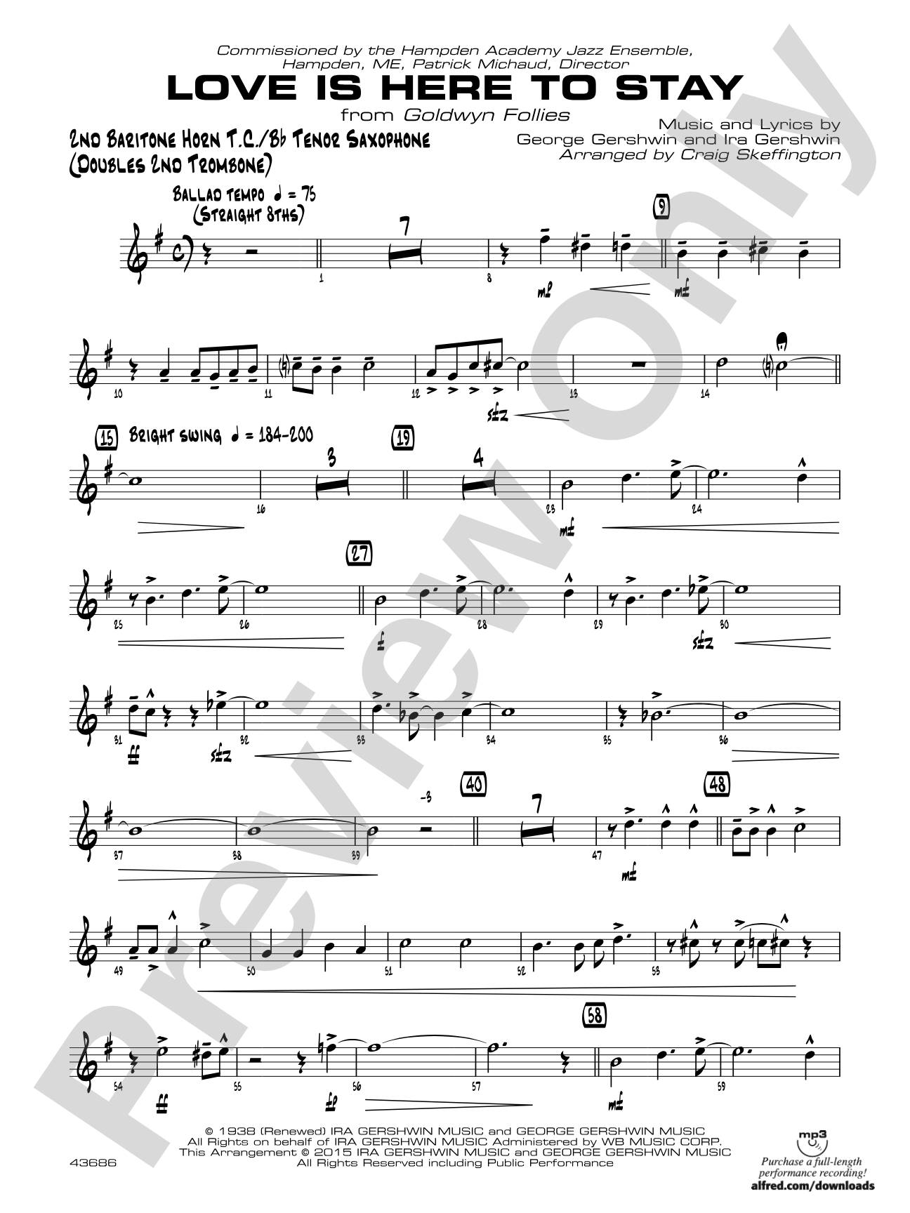 Love Is Here to Stay: 2nd Baritone T.C.