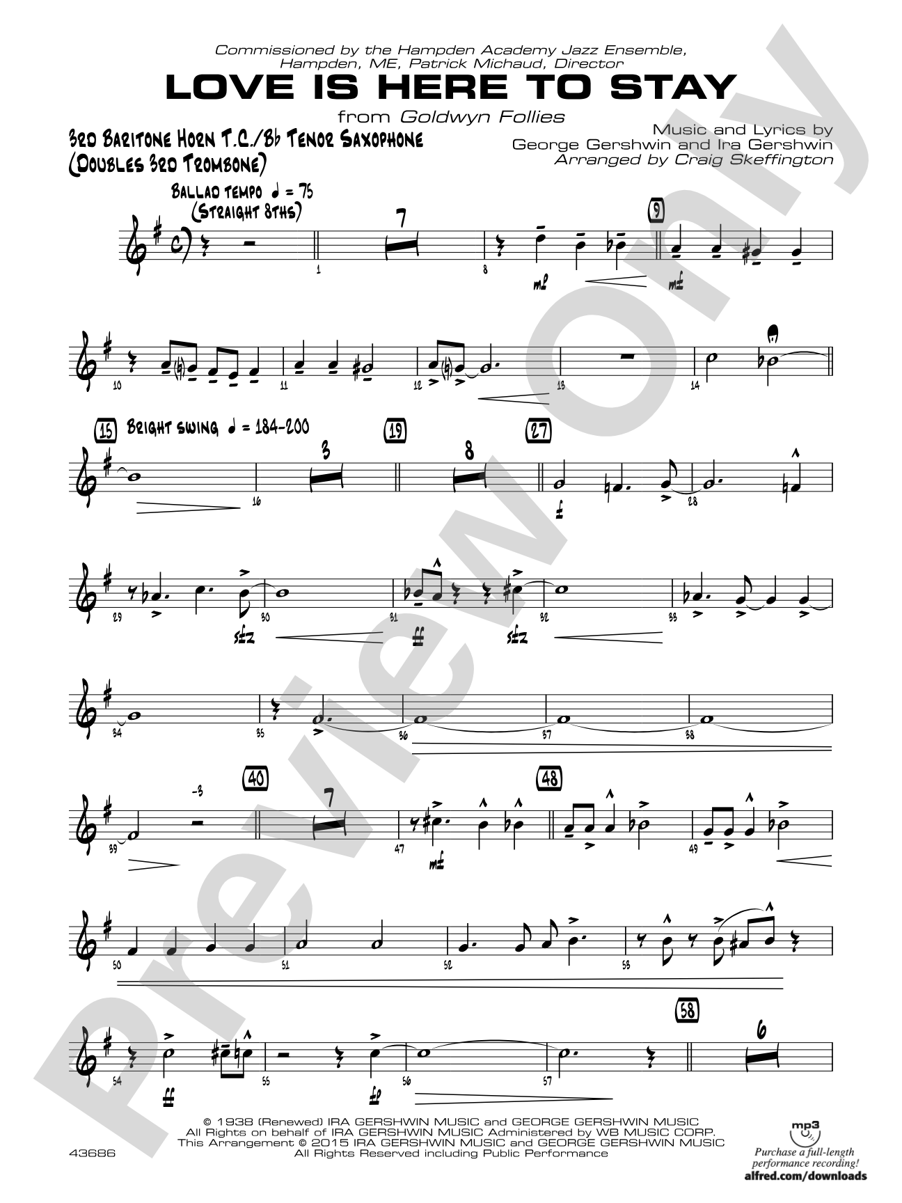 Love Is Here to Stay: 3rd Baritone T.C.