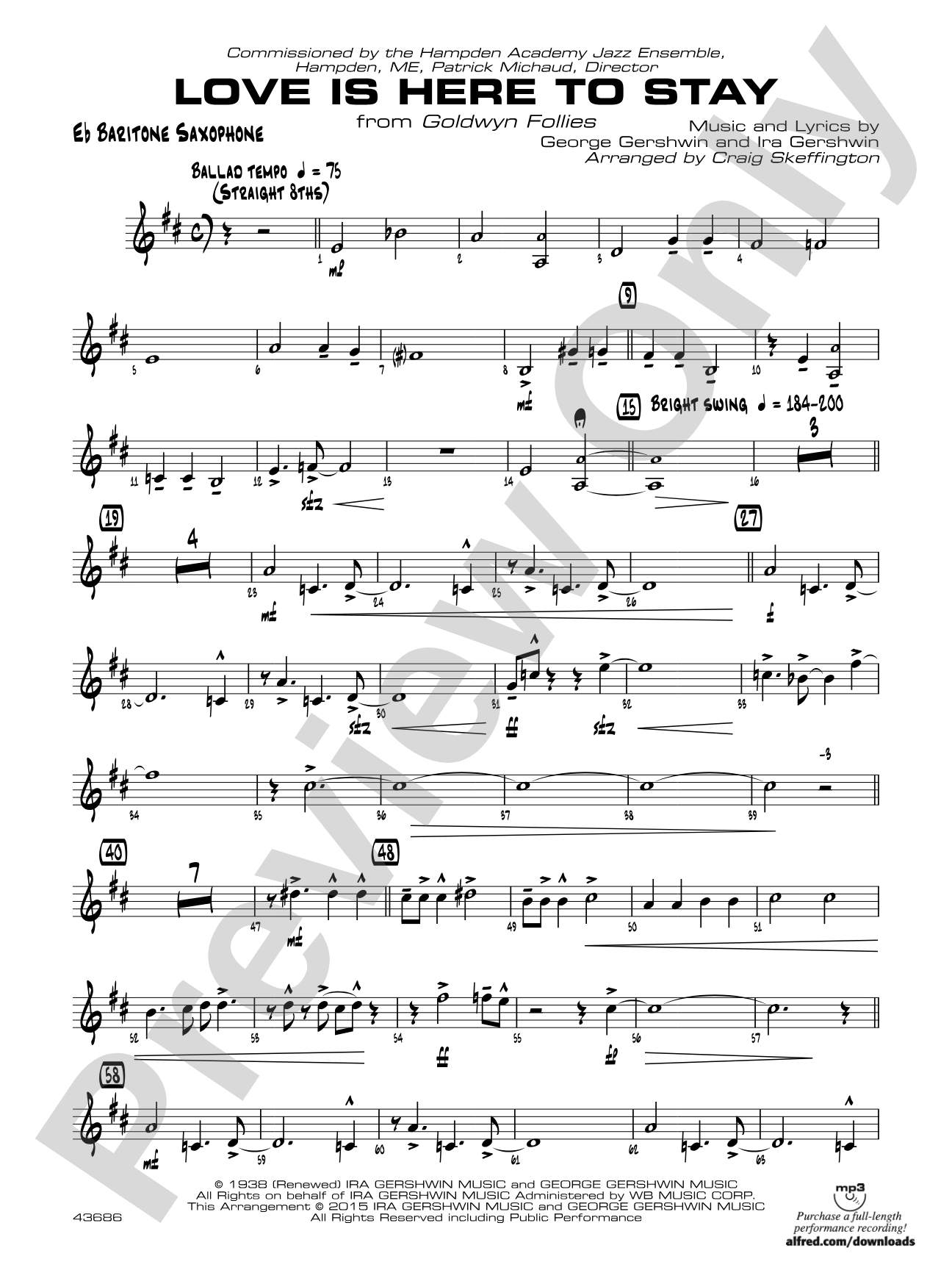 Love Is Here to Stay: E-flat Baritone Saxophone