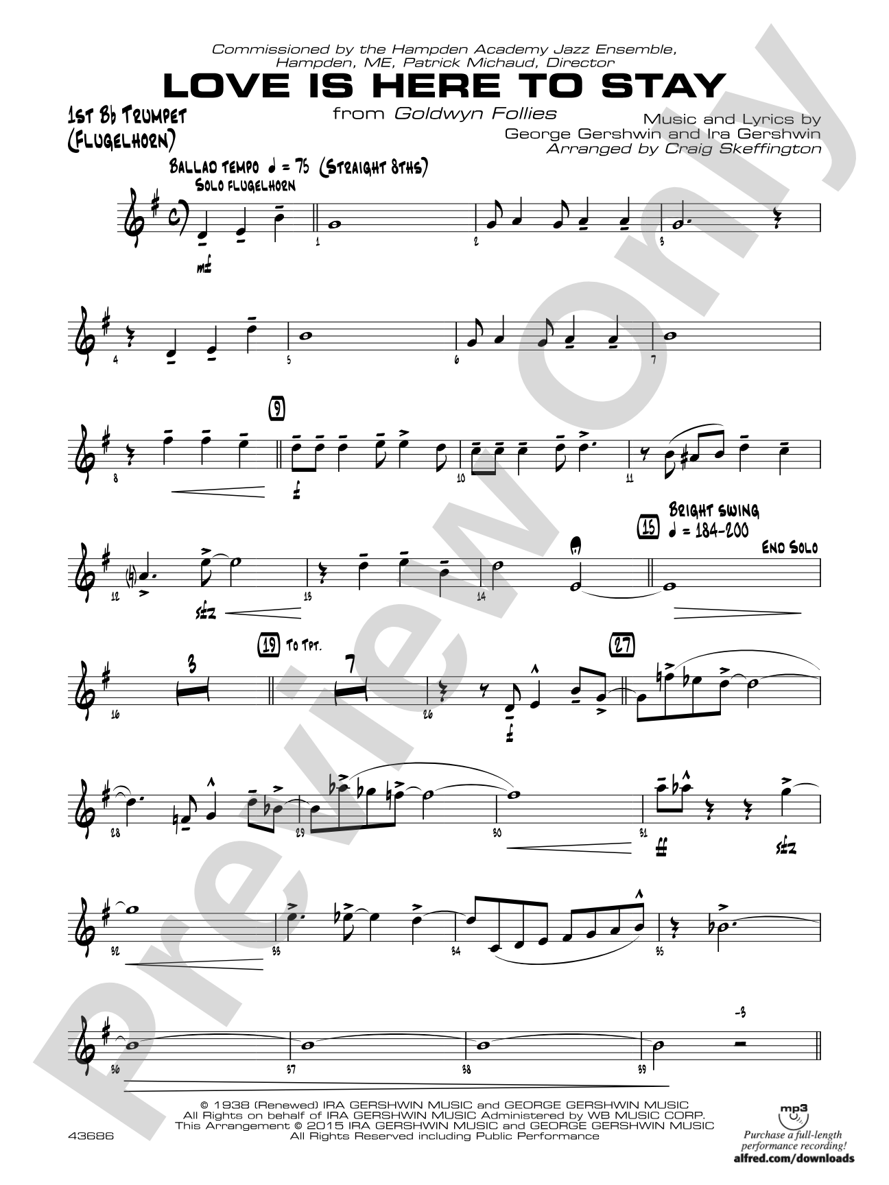 Love Is Here to Stay: 1st B-flat Trumpet