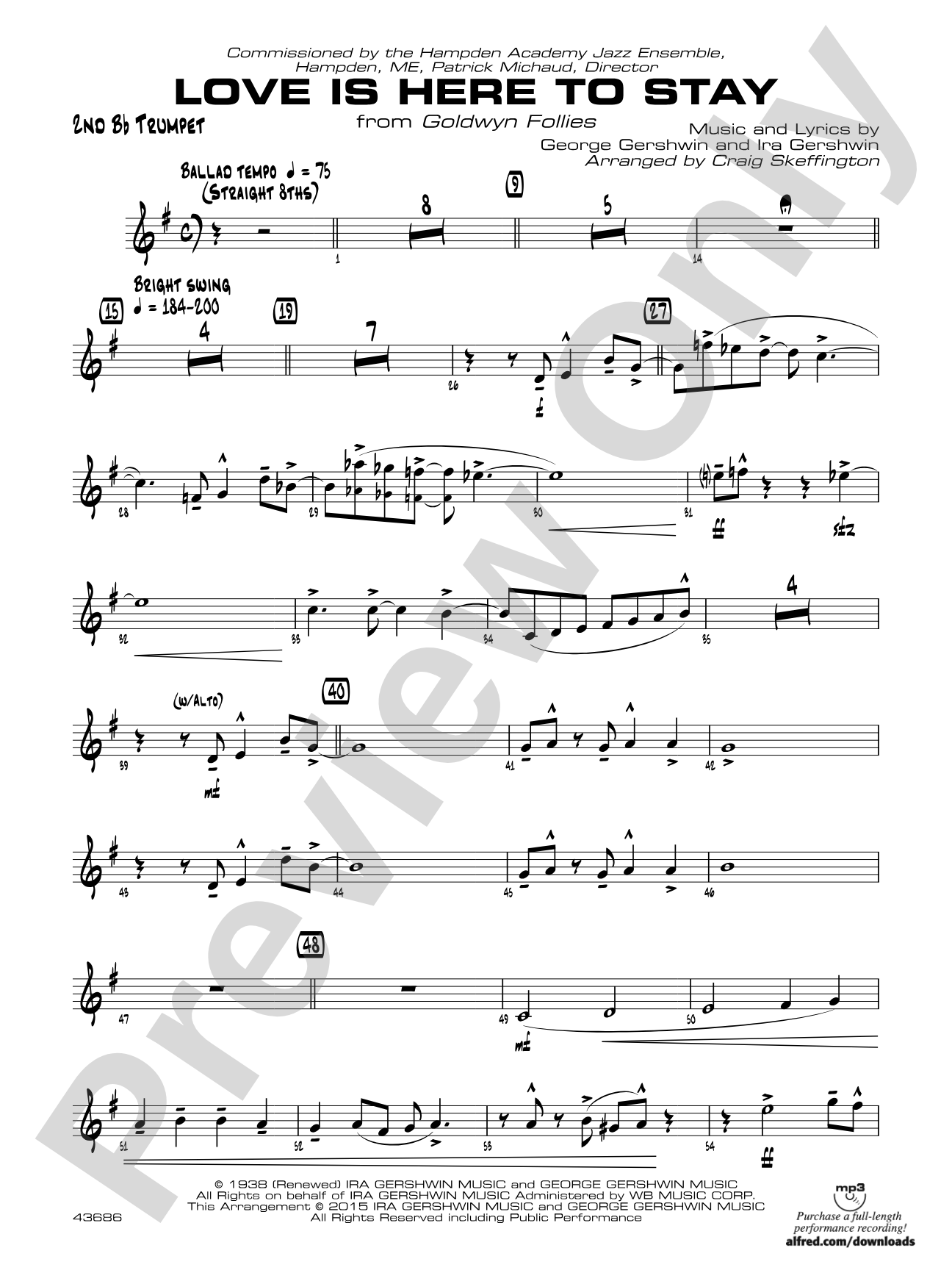 Love Is Here to Stay: 2nd B-flat Trumpet