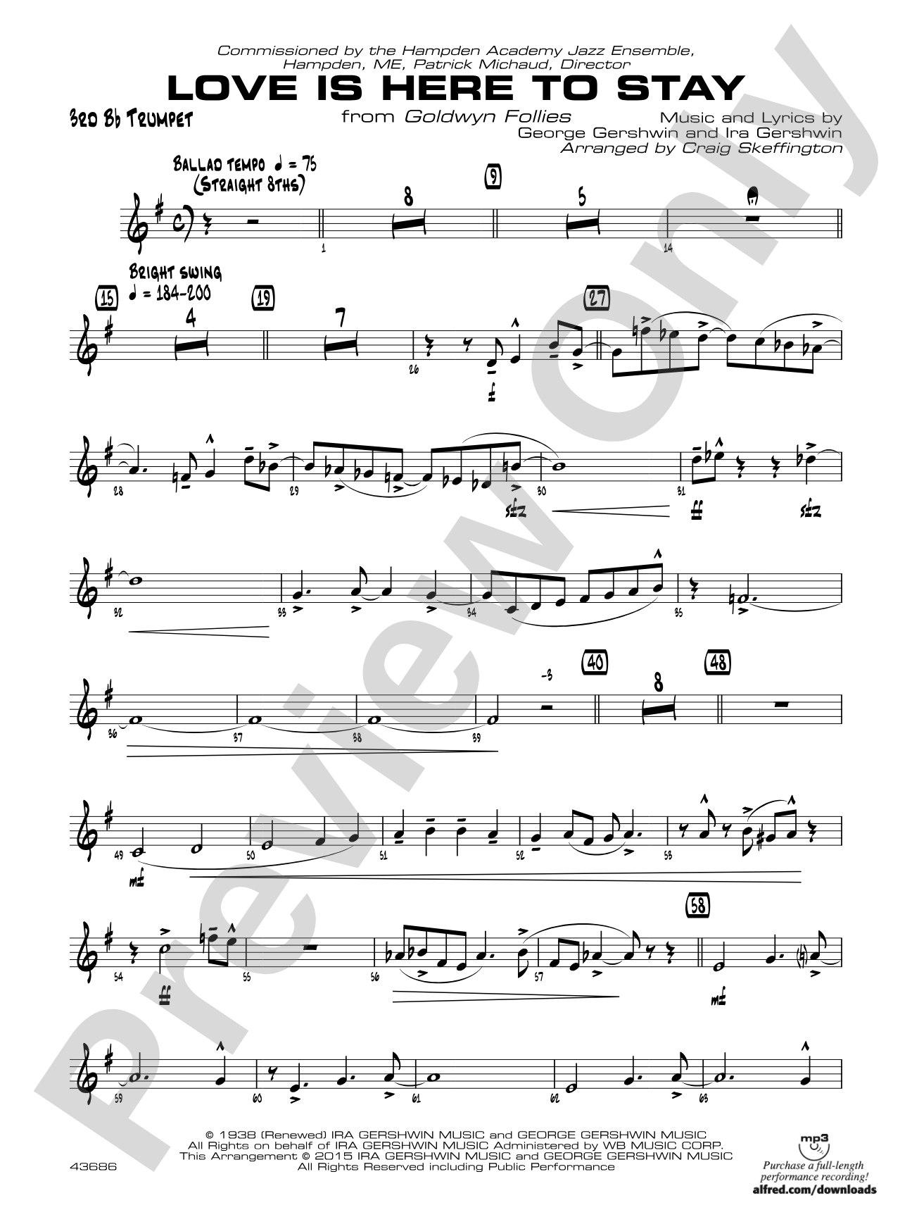 Love Is Here to Stay: 3rd B-flat Trumpet