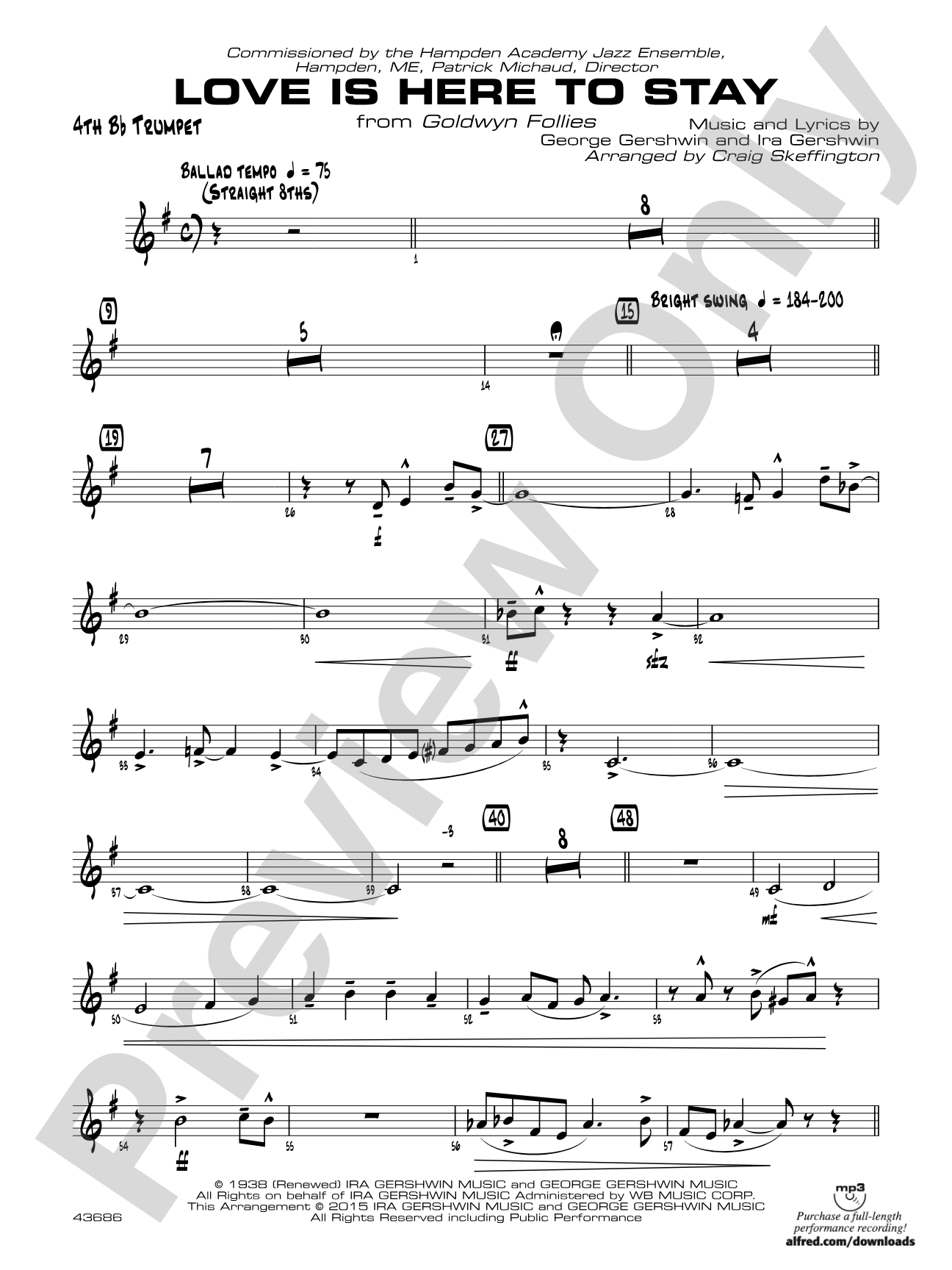 Love Is Here to Stay: 4th B-flat Trumpet
