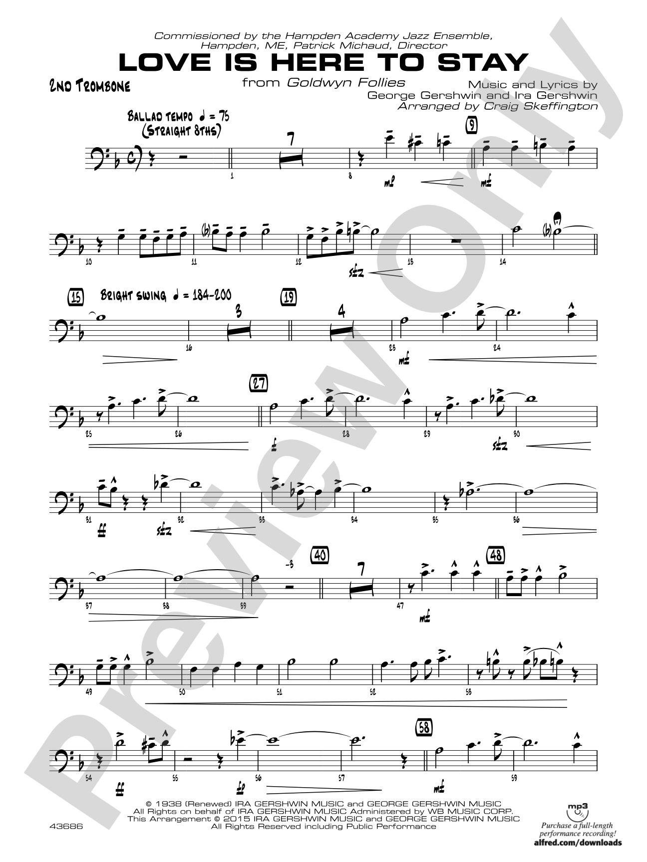 Love Is Here to Stay: 2nd Trombone