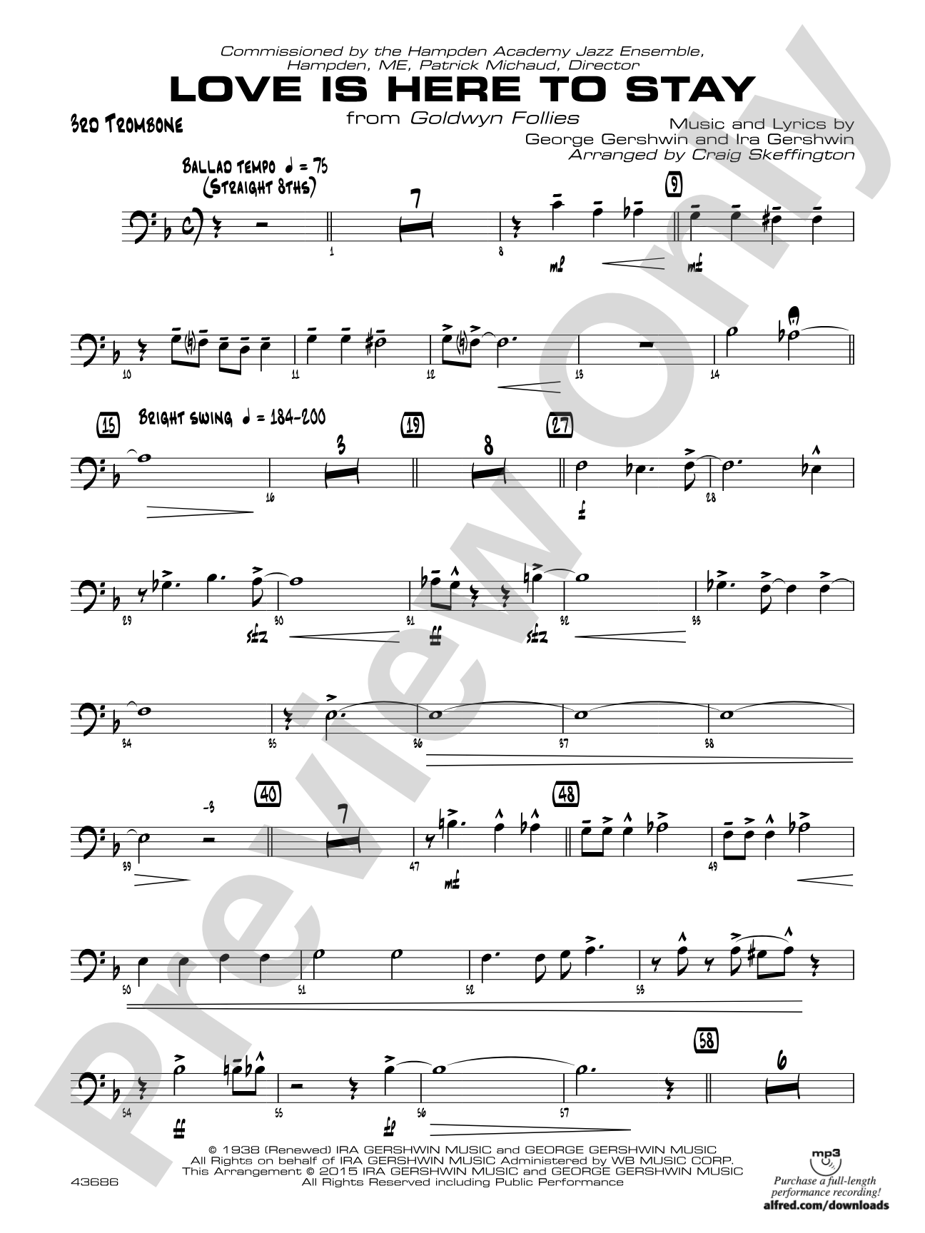 Love Is Here to Stay: 3rd Trombone