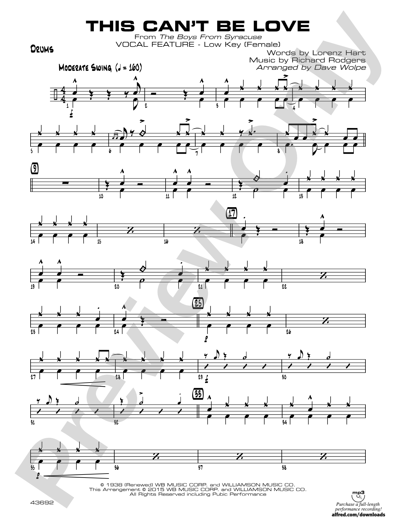 This Can't Be Love: Drums