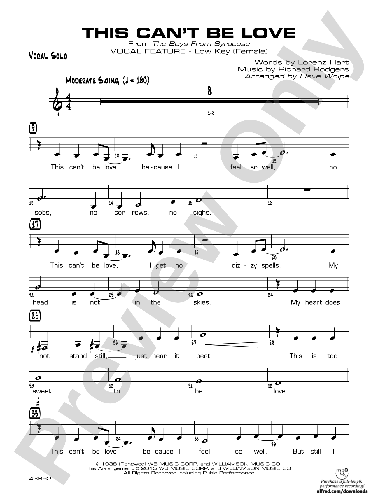 This Can't Be Love: Vocals