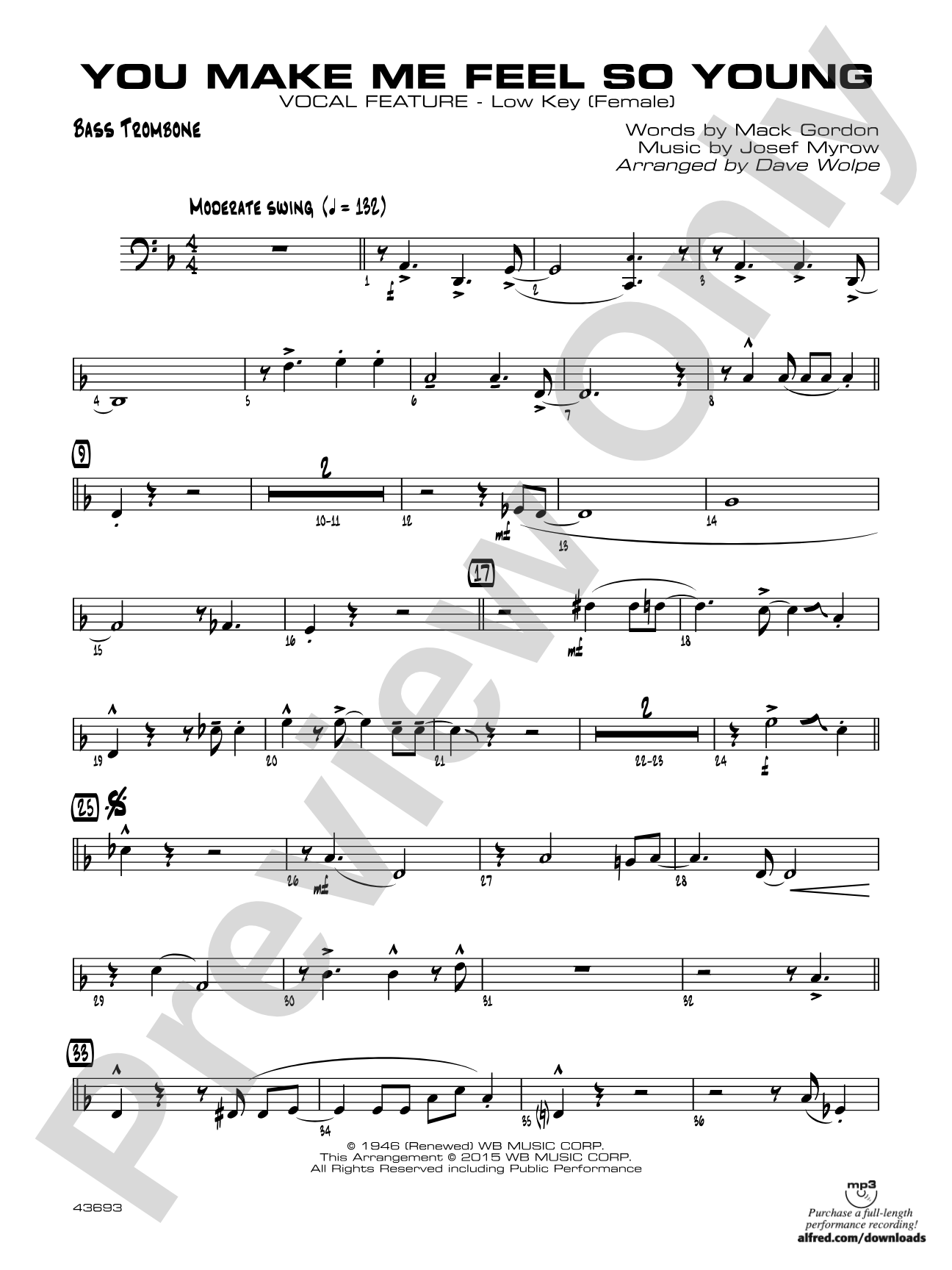 You Make Me Feel So Young: Bass Trombone