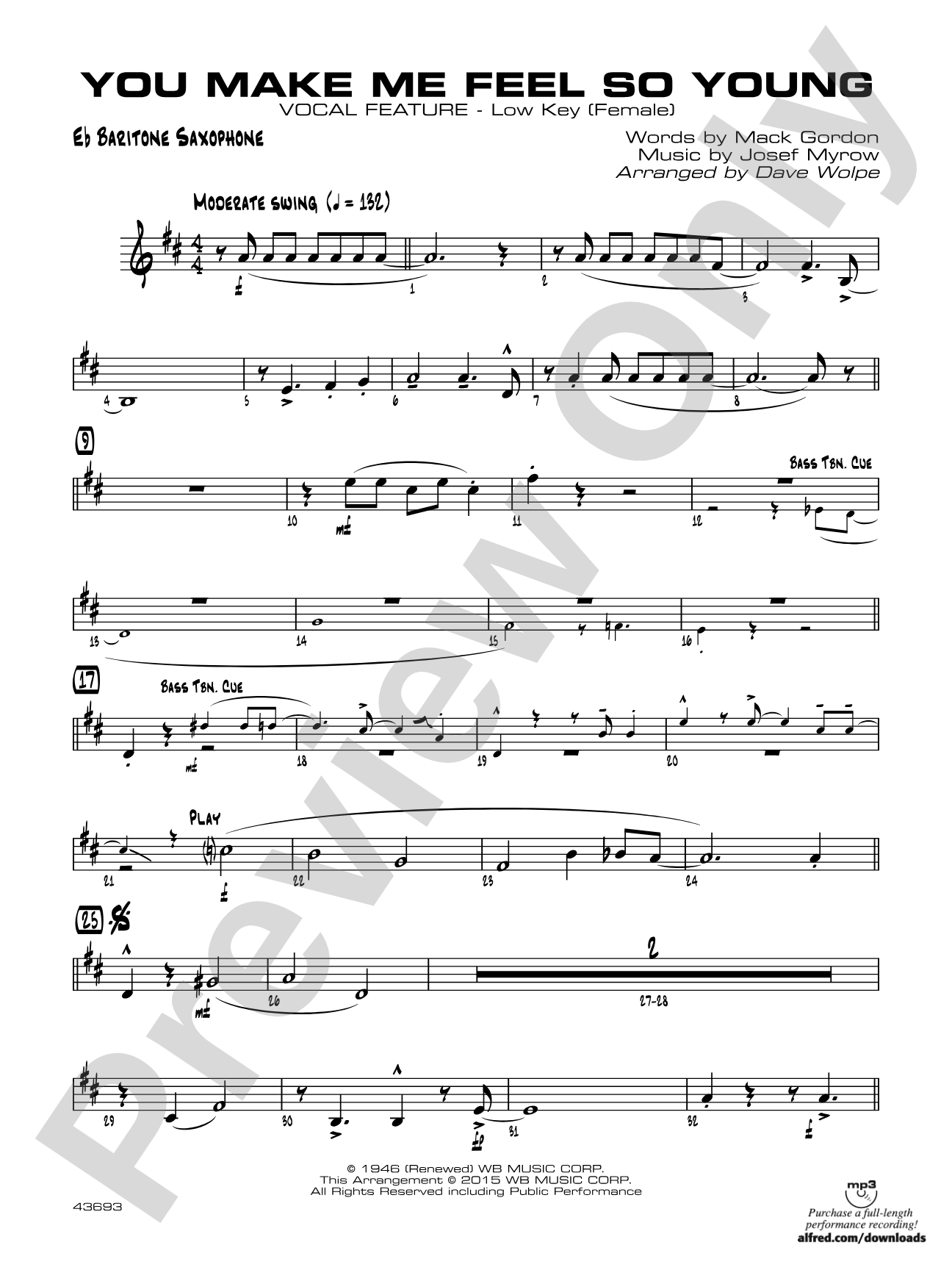 You Make Me Feel So Young: E-flat Baritone Saxophone