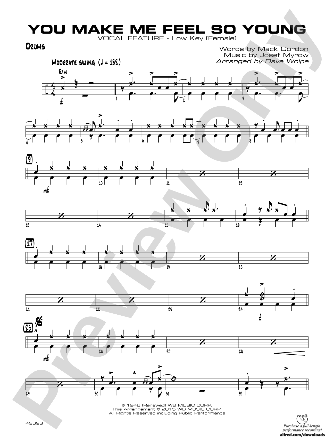 You Make Me Feel So Young: Drums
