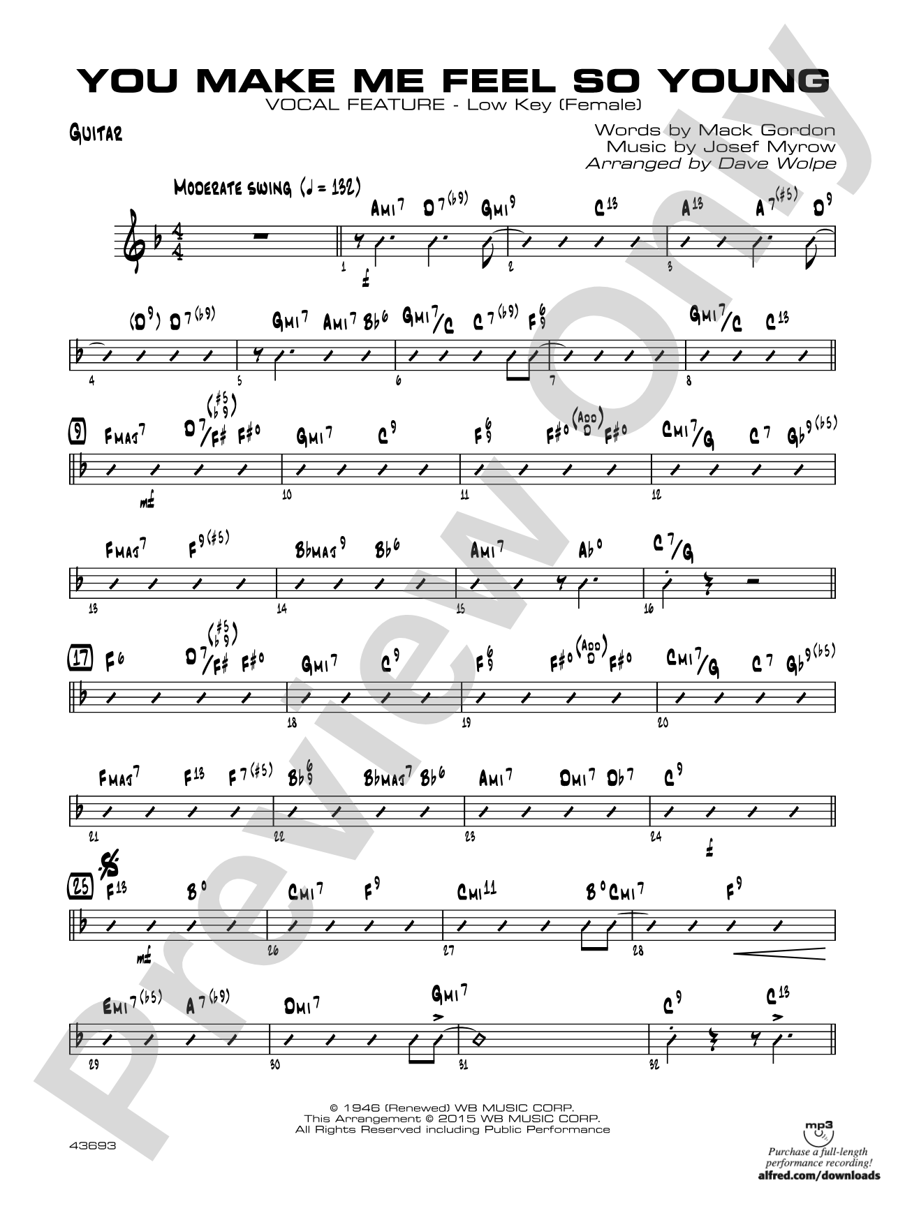 You Make Me Feel So Young: Guitar