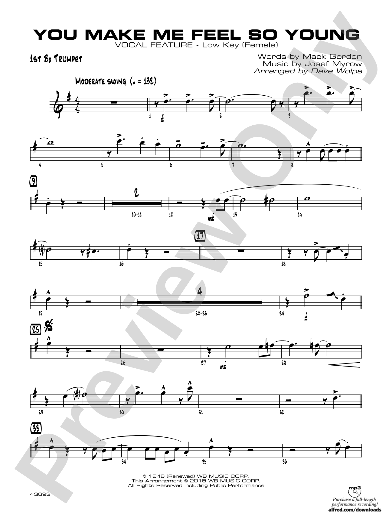 You Make Me Feel So Young: 1st B-flat Trumpet