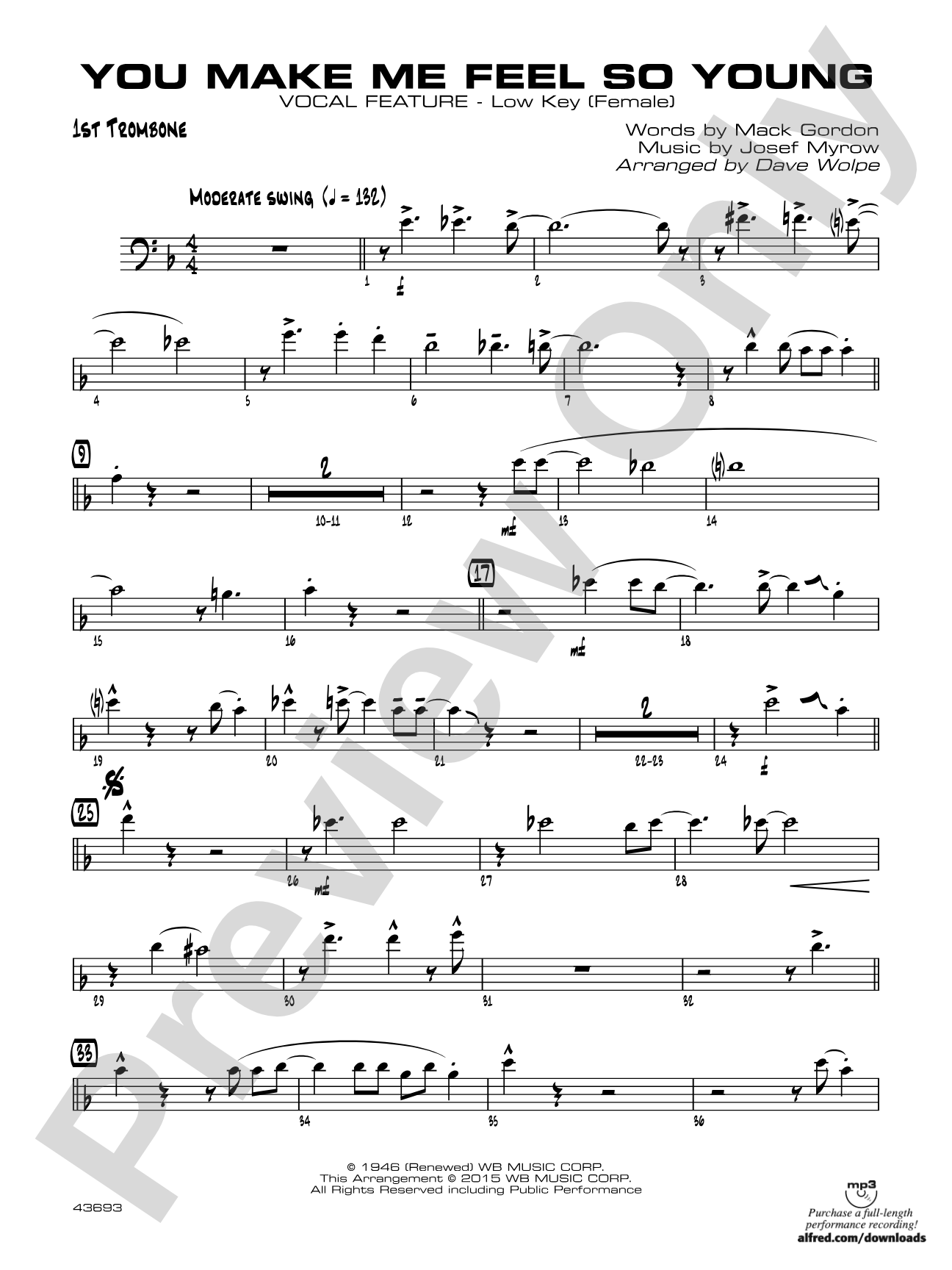 You Make Me Feel So Young: 1st Trombone