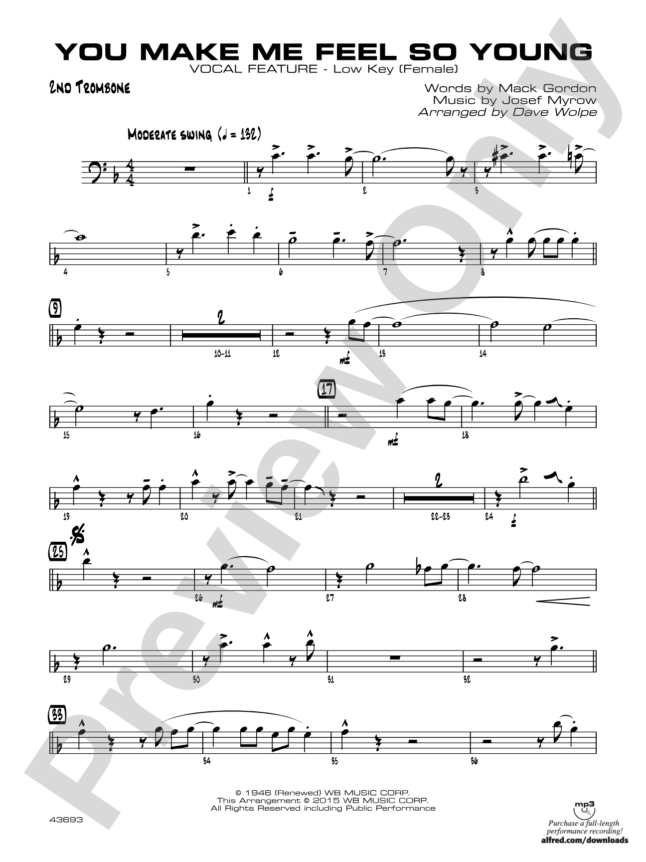 You Make Me Feel So Young: 2nd Trombone