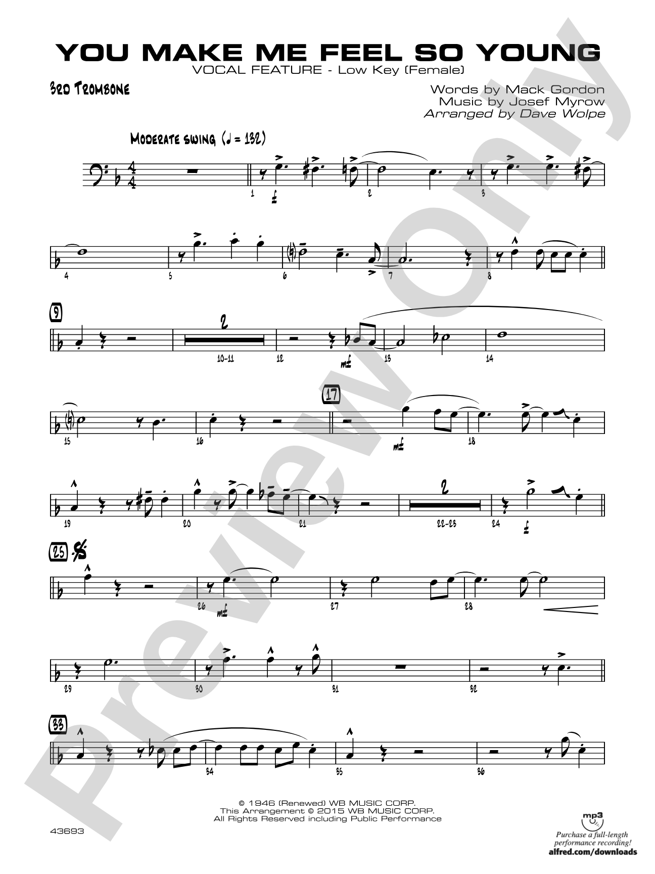 You Make Me Feel So Young: 3rd Trombone