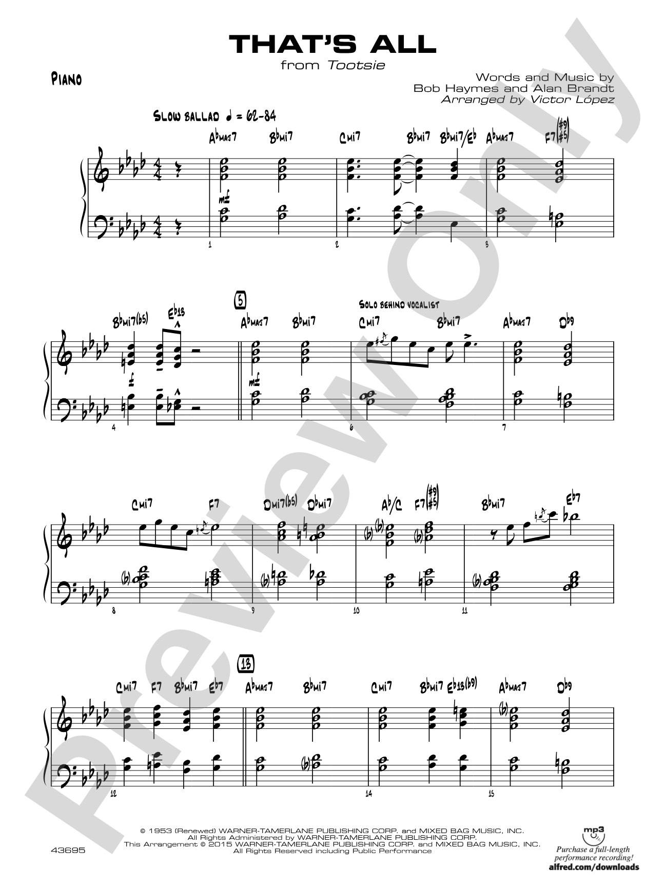 That's All: Piano Accompaniment
