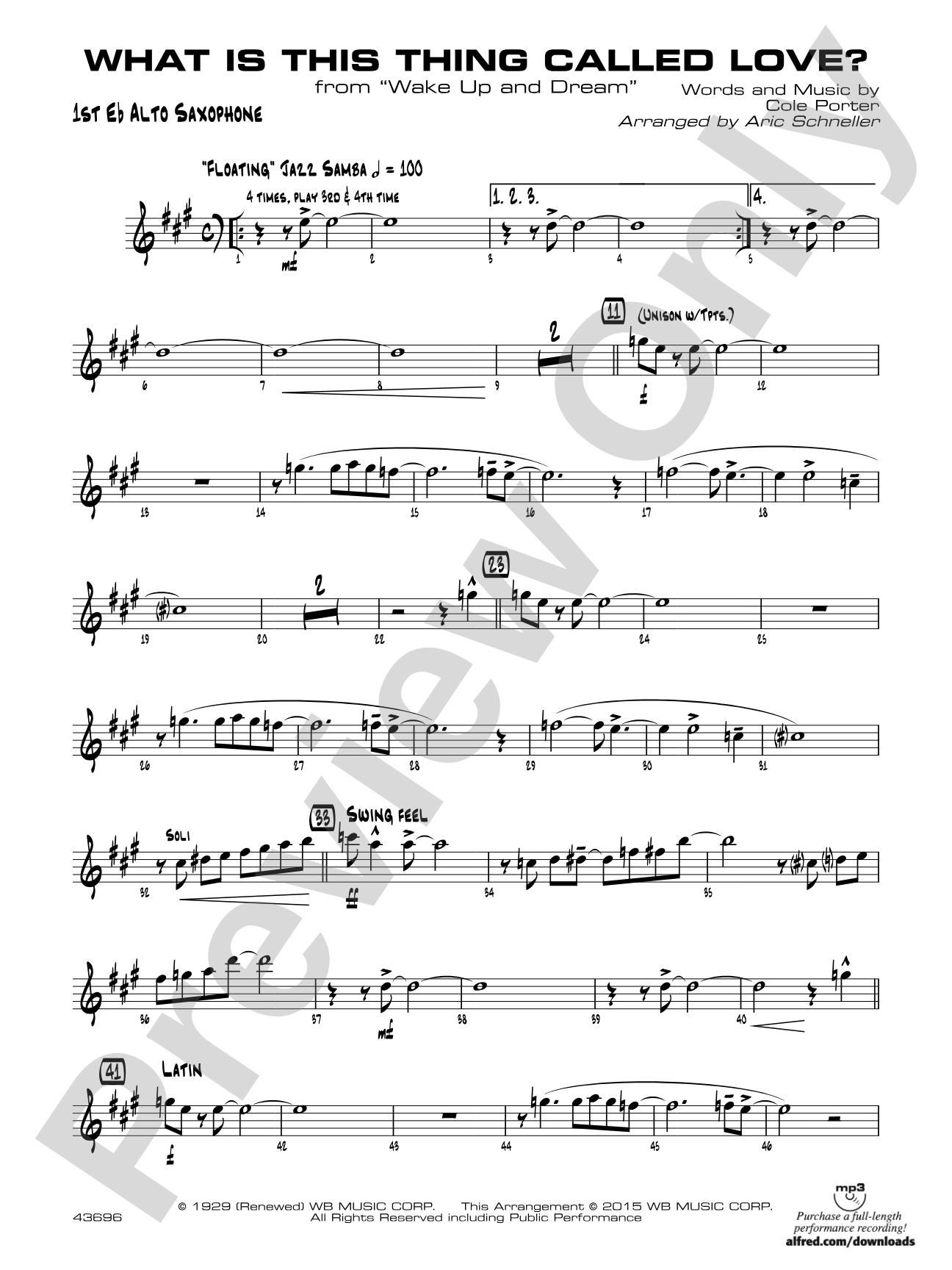 What Is This Thing Called Love? (from Wake Up and Dream): E-flat Alto Saxophone