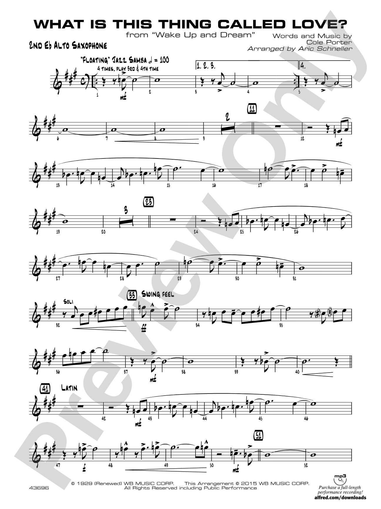 What Is This Thing Called Love? (from Wake Up and Dream): 2nd E-flat Alto Saxophone