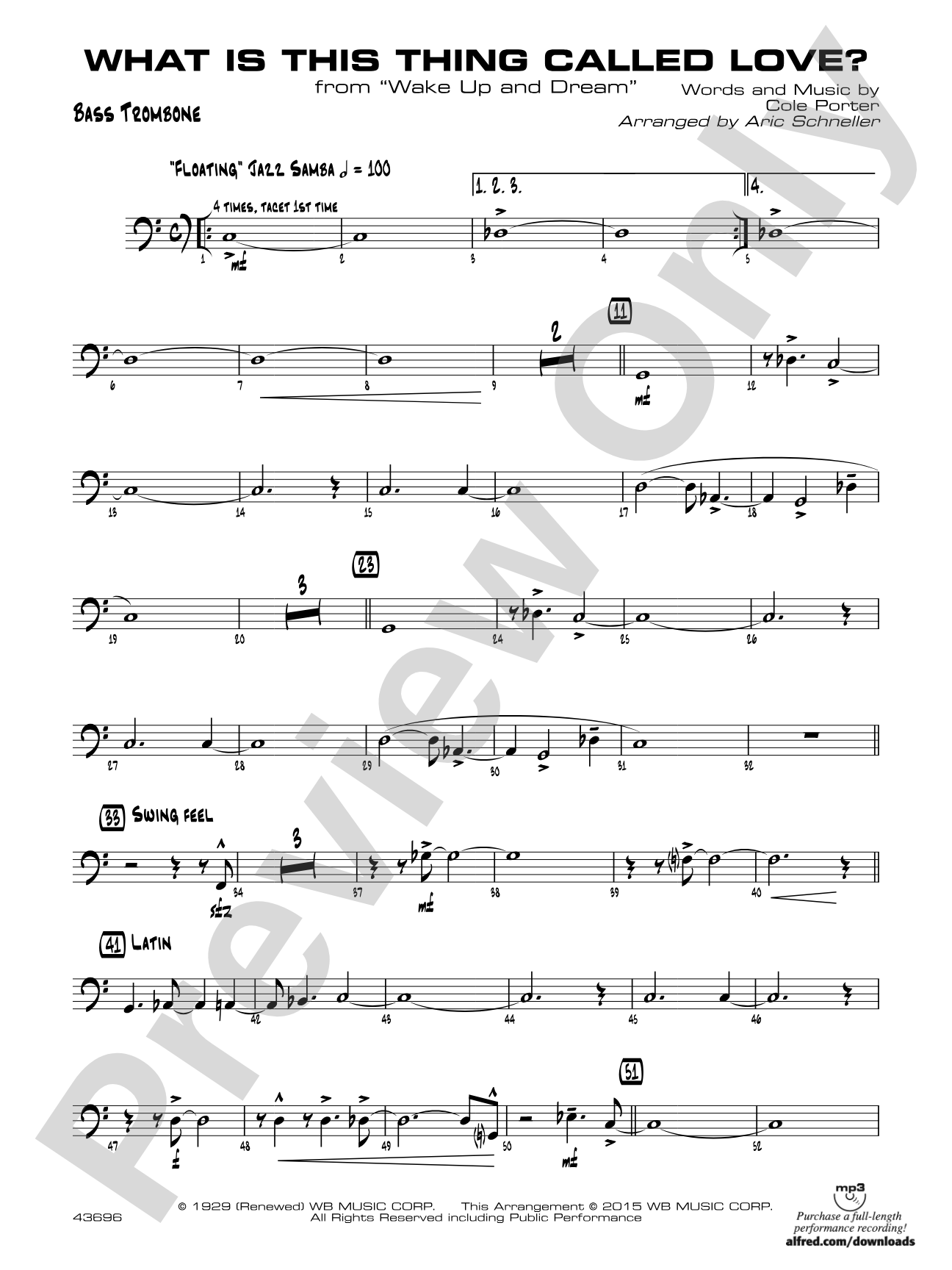 What Is This Thing Called Love? (from Wake Up and Dream): Bass Trombone