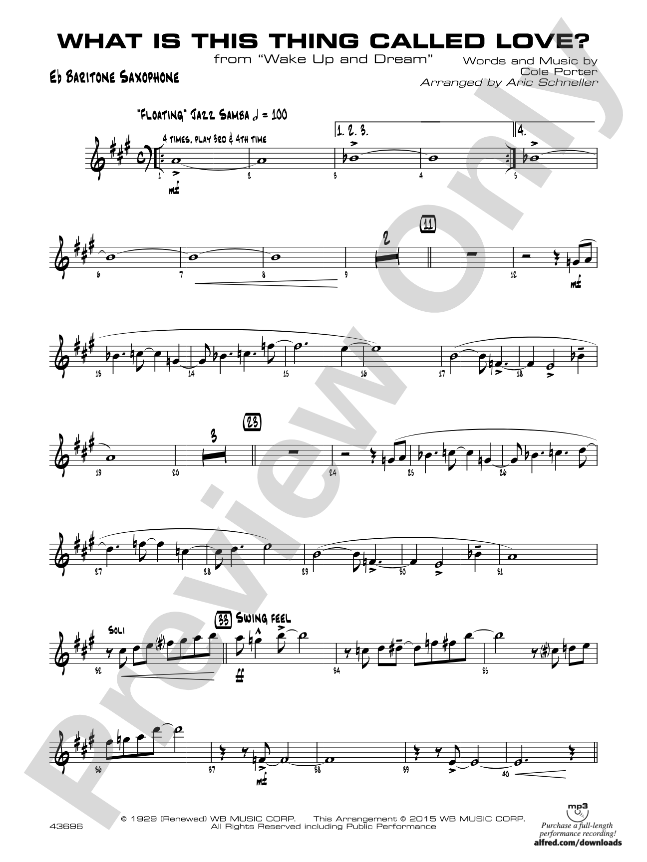 What Is This Thing Called Love? (from Wake Up and Dream): E-flat Baritone Saxophone