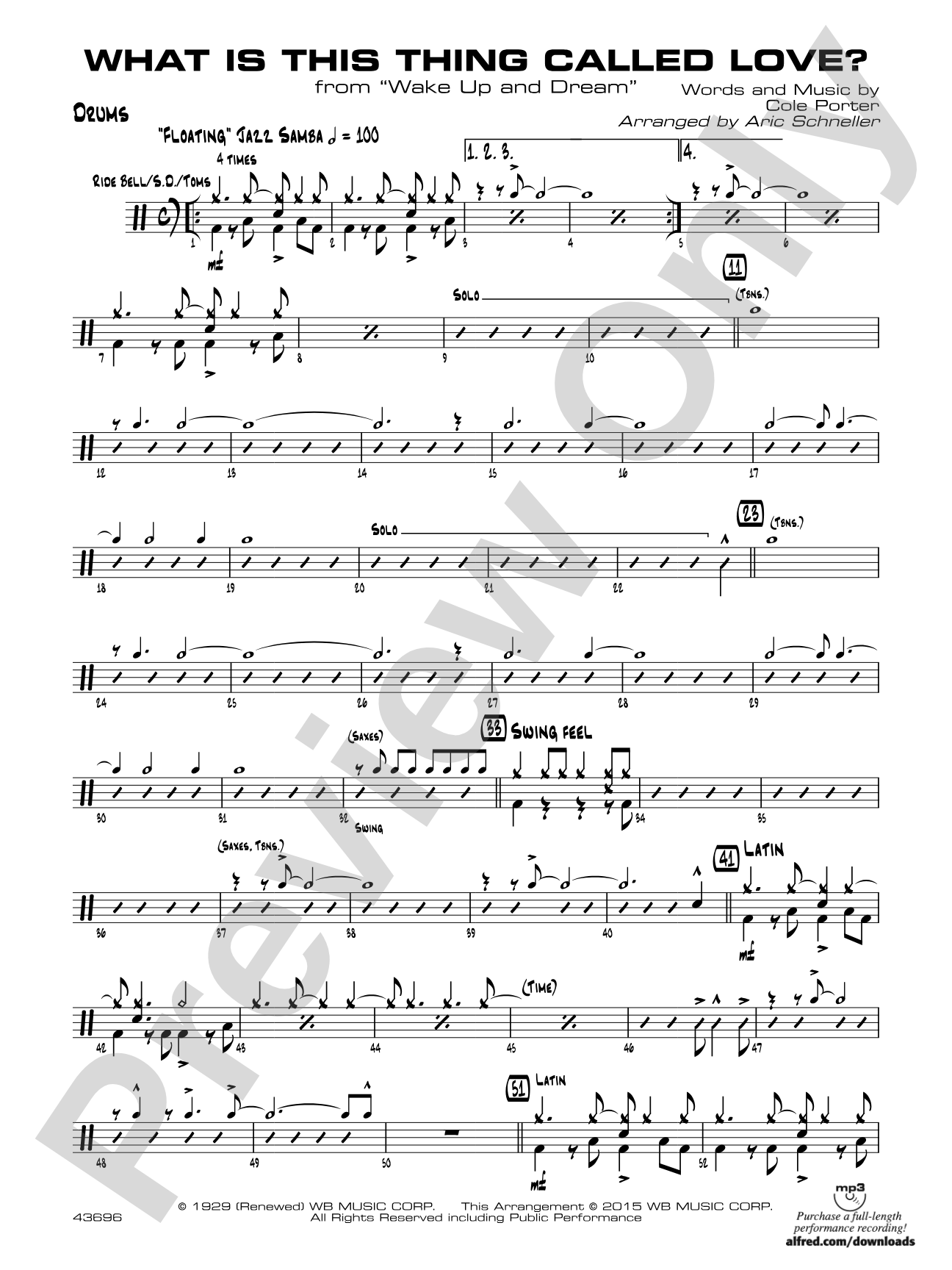 What Is This Thing Called Love? (from Wake Up and Dream): Drums