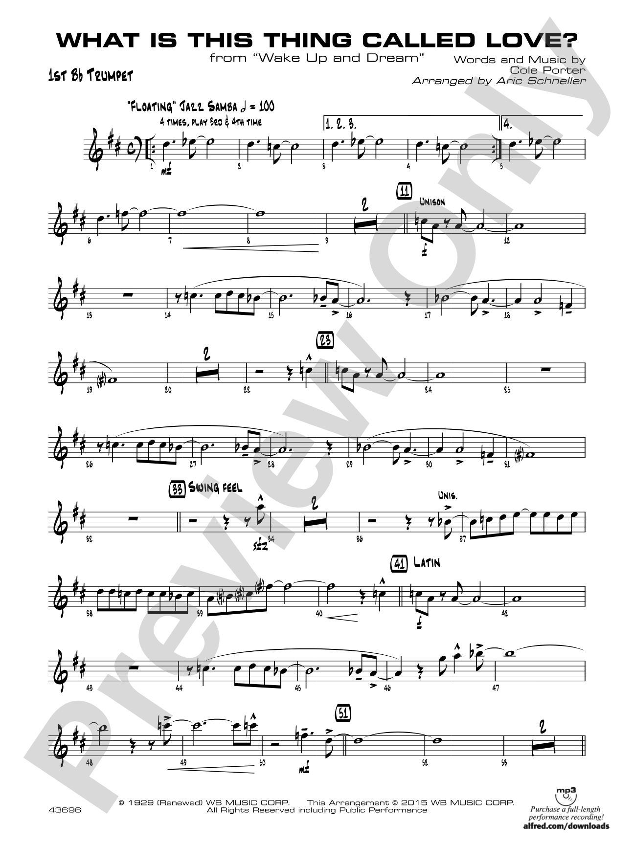 What Is This Thing Called Love? (from Wake Up and Dream): 1st B-flat Trumpet