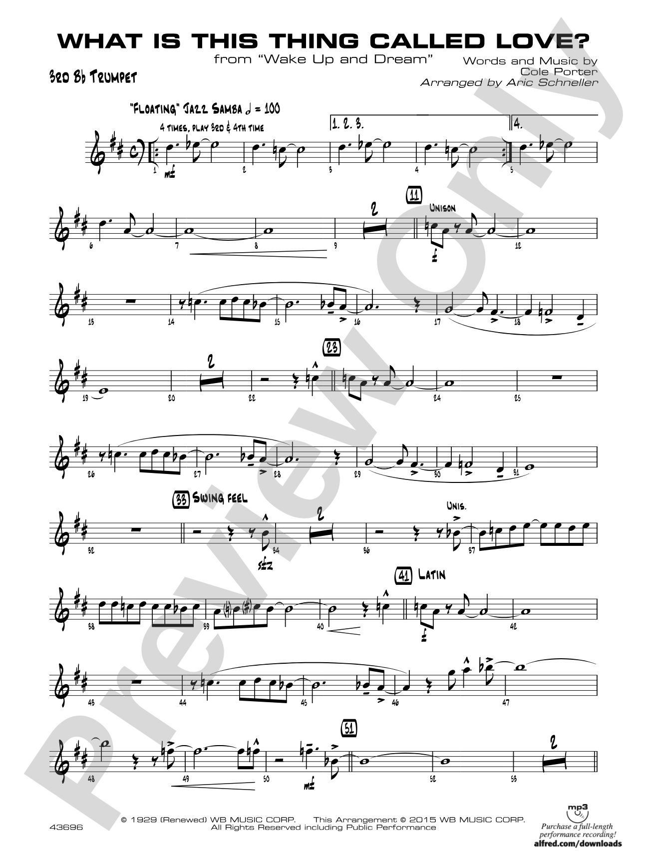 What Is This Thing Called Love? (from Wake Up and Dream): 3rd B-flat Trumpet