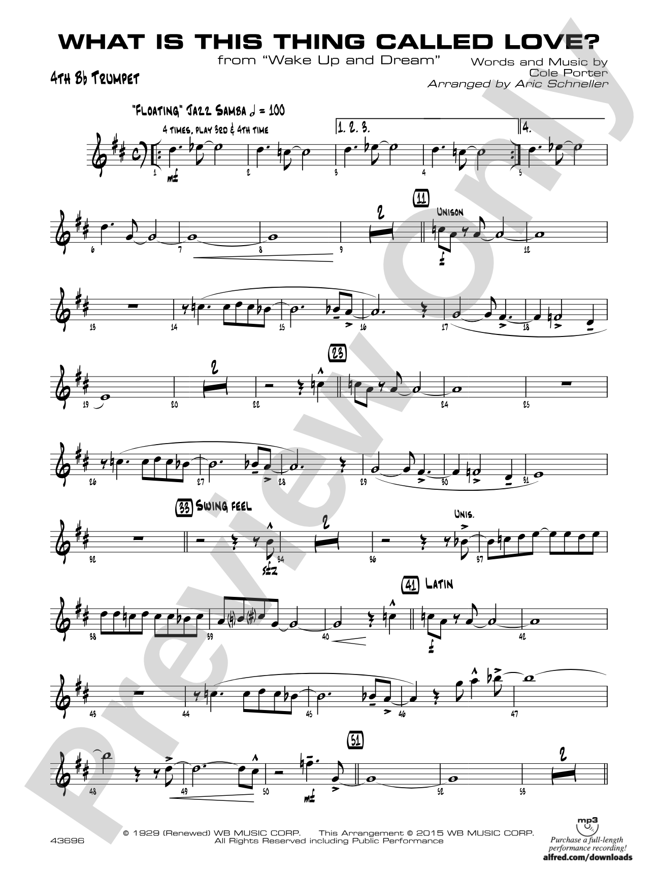 What Is This Thing Called Love? (from Wake Up and Dream): 4th B-flat Trumpet