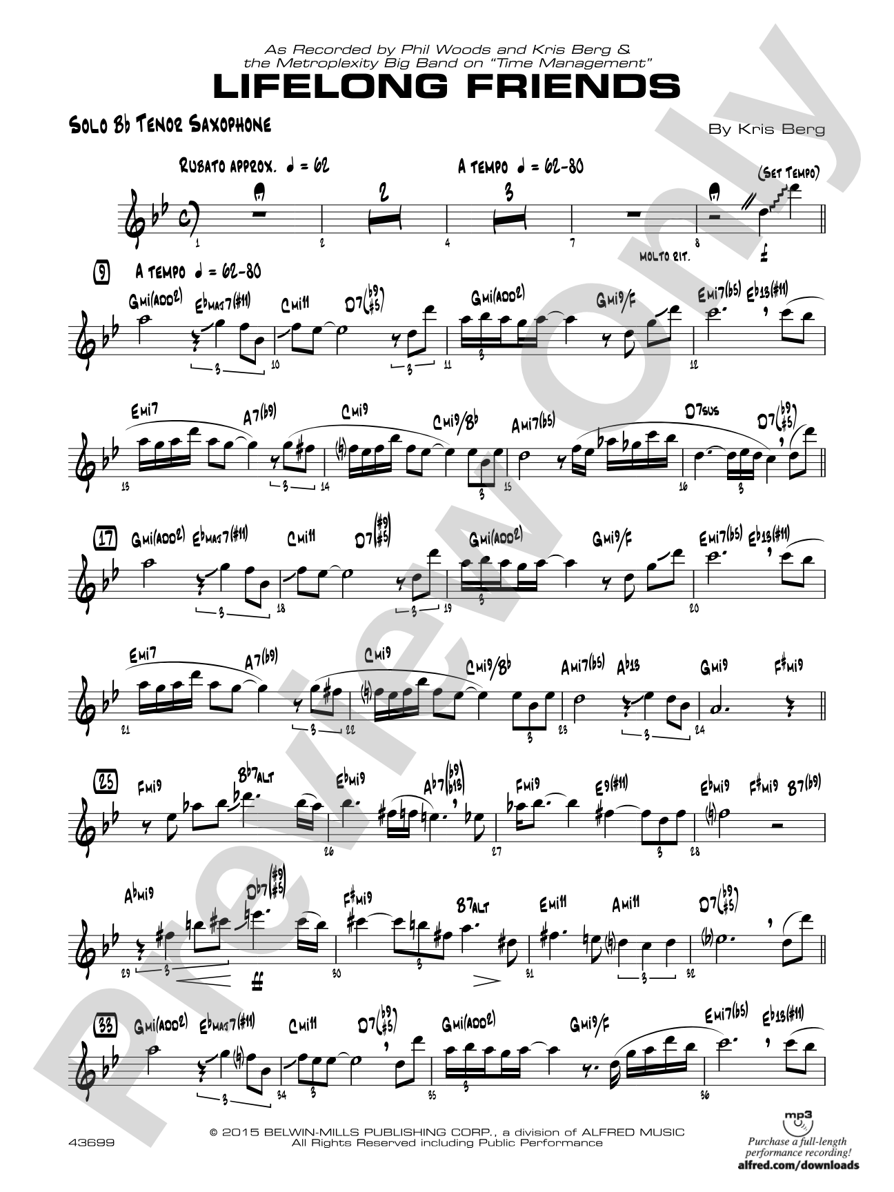 Lifelong Friends: Solo Tenor Saxophone