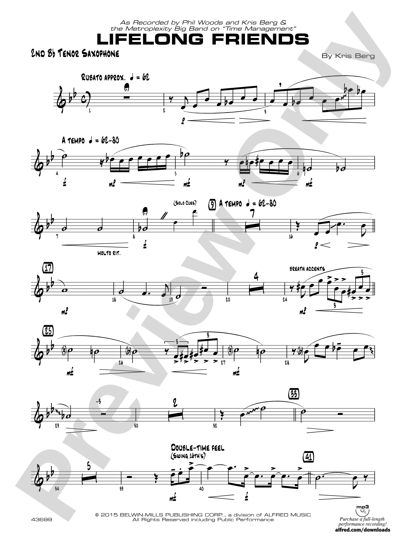 Lifelong Friends: 2nd B-flat Tenor Saxophone