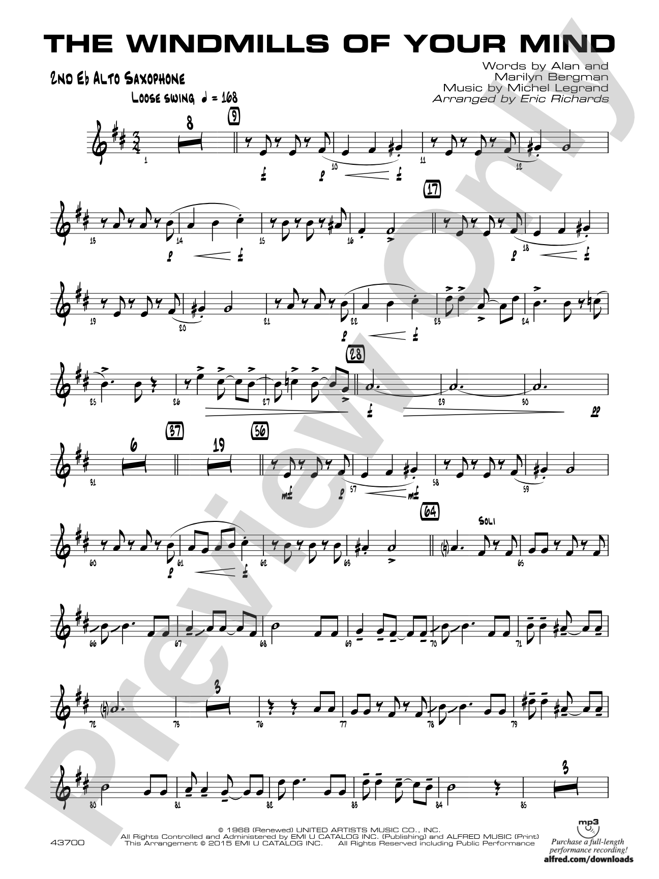The Windmills of Your Mind: 2nd E-flat Alto Saxophone