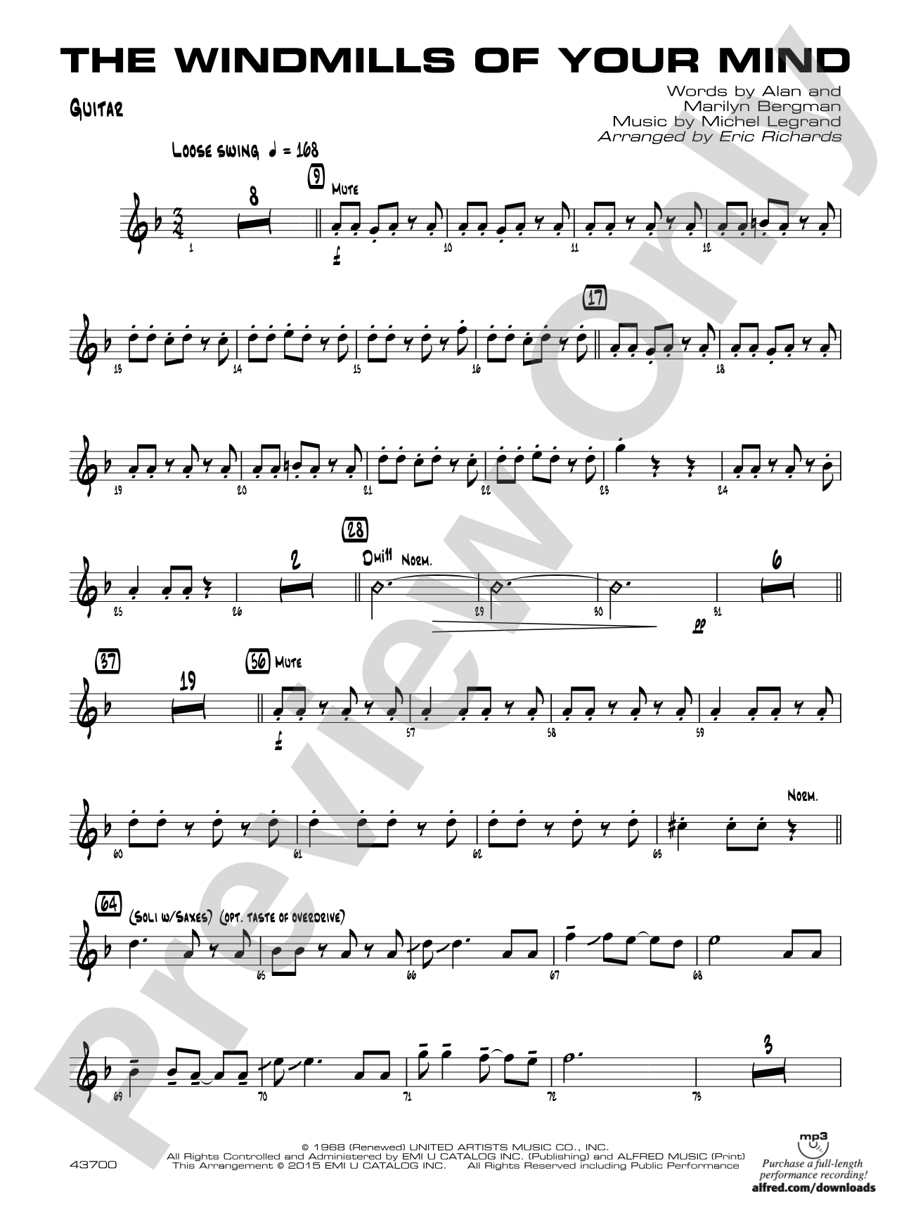 The Windmills of Your Mind: Guitar