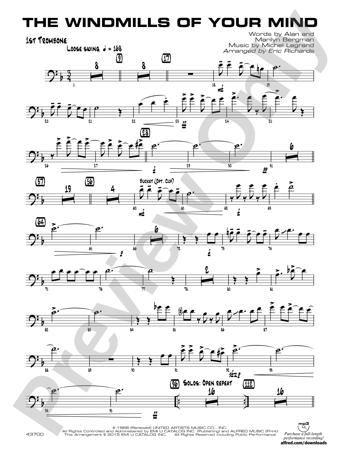 The Windmills of Your Mind: 1st Trombone