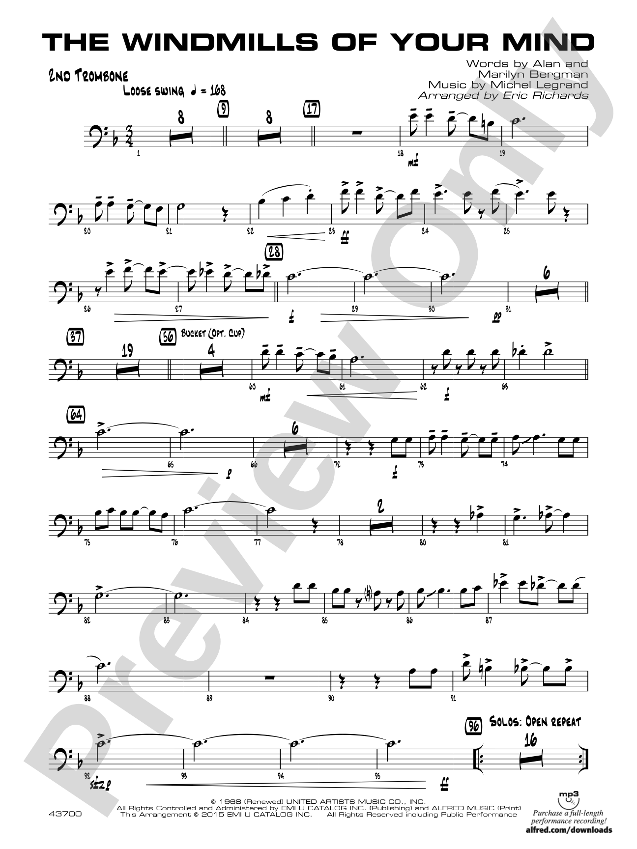 The Windmills of Your Mind: 2nd Trombone