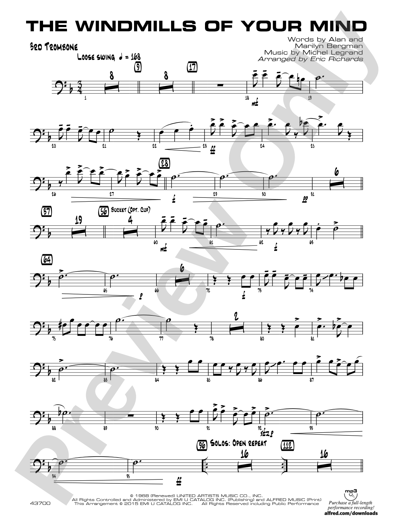 The Windmills of Your Mind: 3rd Trombone