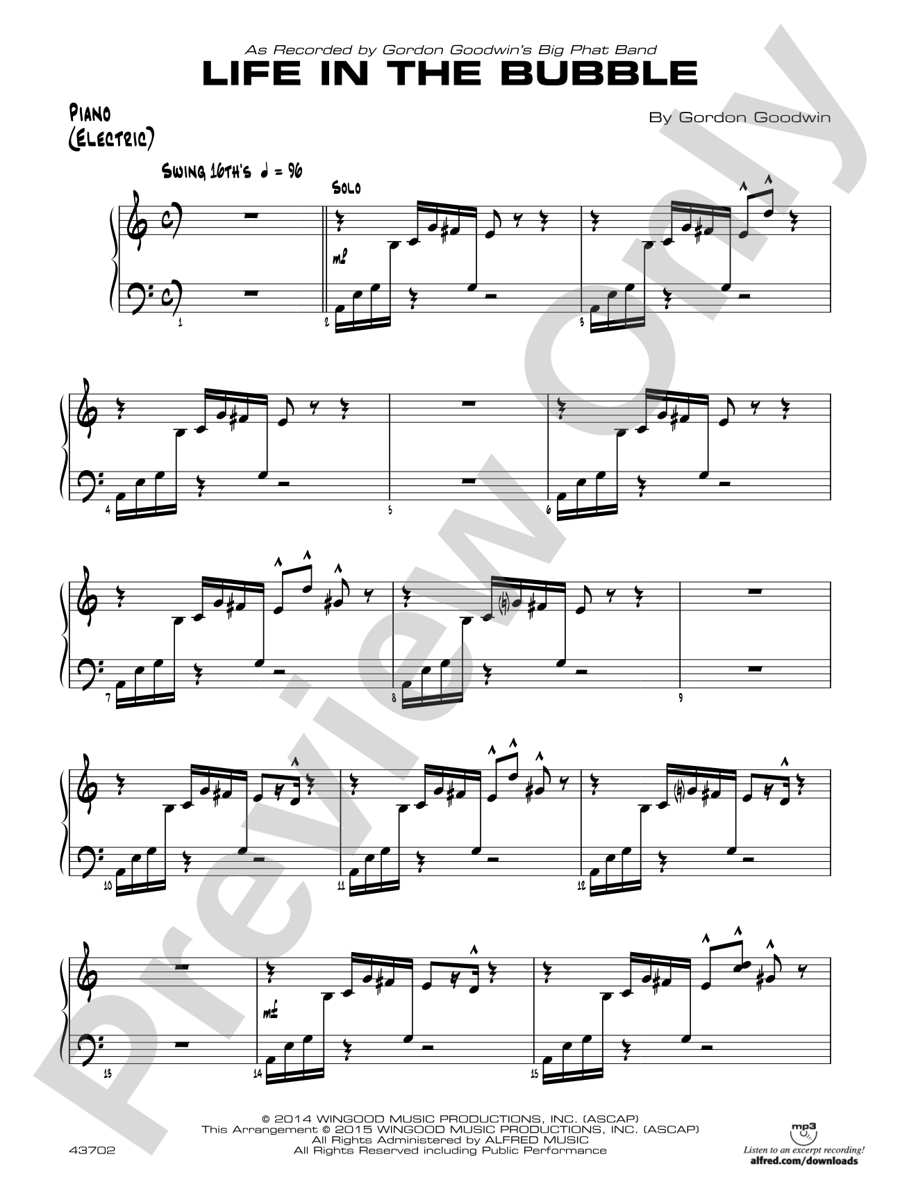 Life in the Bubble: Piano Accompaniment