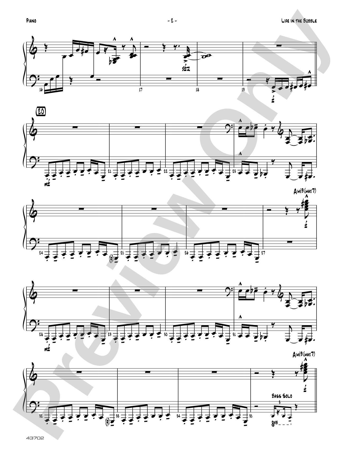 Life in the Bubble: Piano Accompaniment