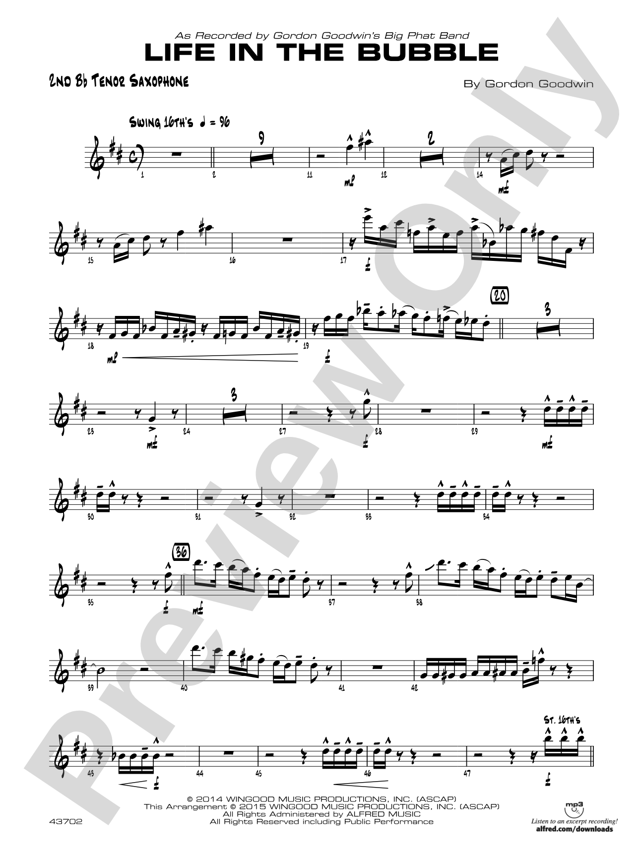 Life in the Bubble: 2nd B-flat Tenor Saxophone