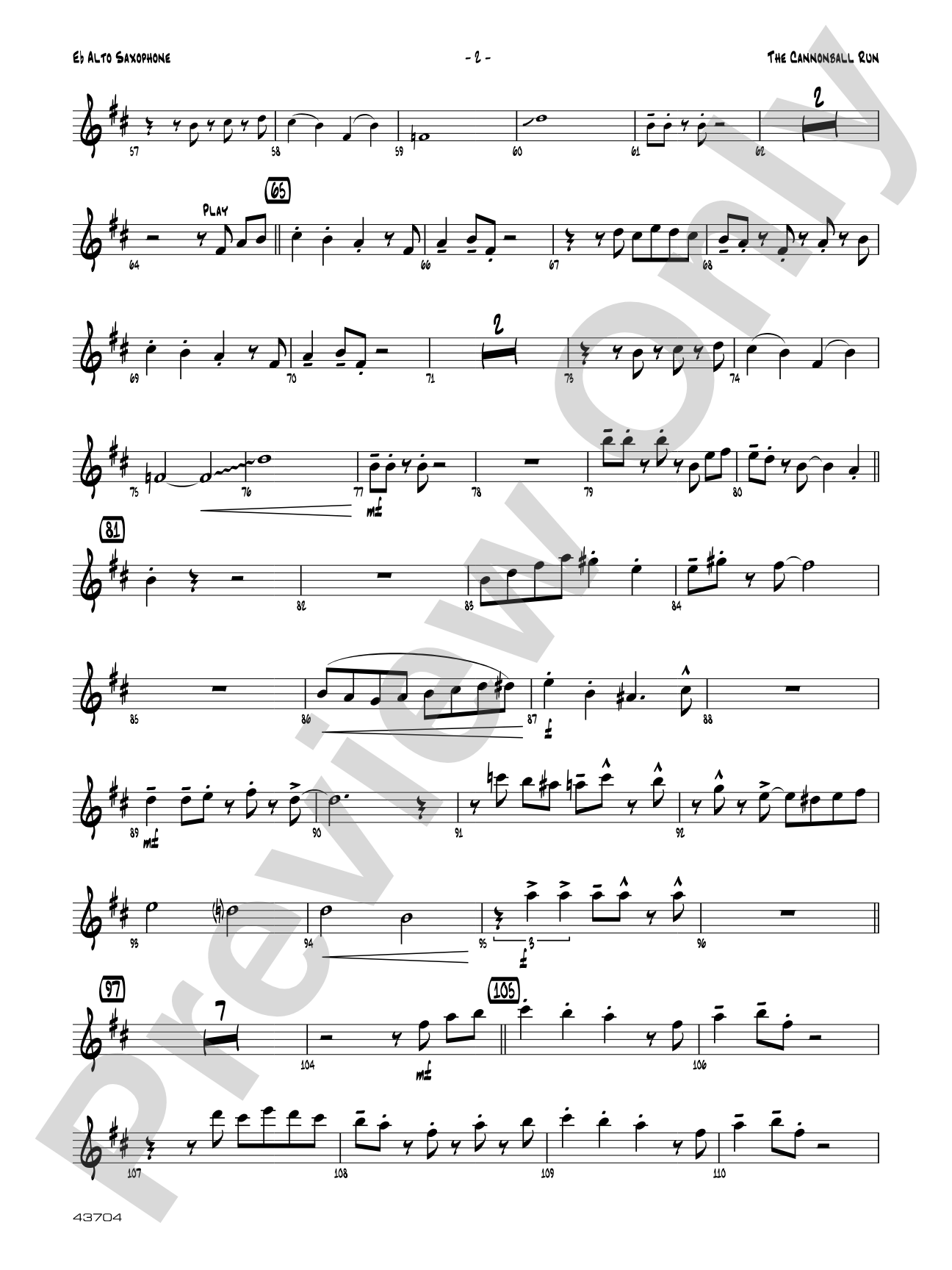 The Cannonball Run: E-flat Alto Saxophone