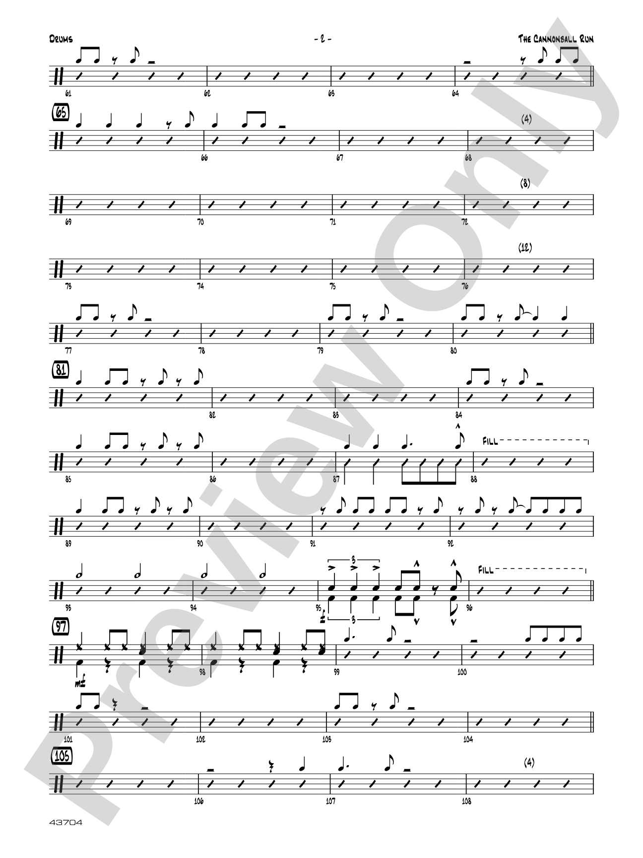 The Cannonball Run: Drums