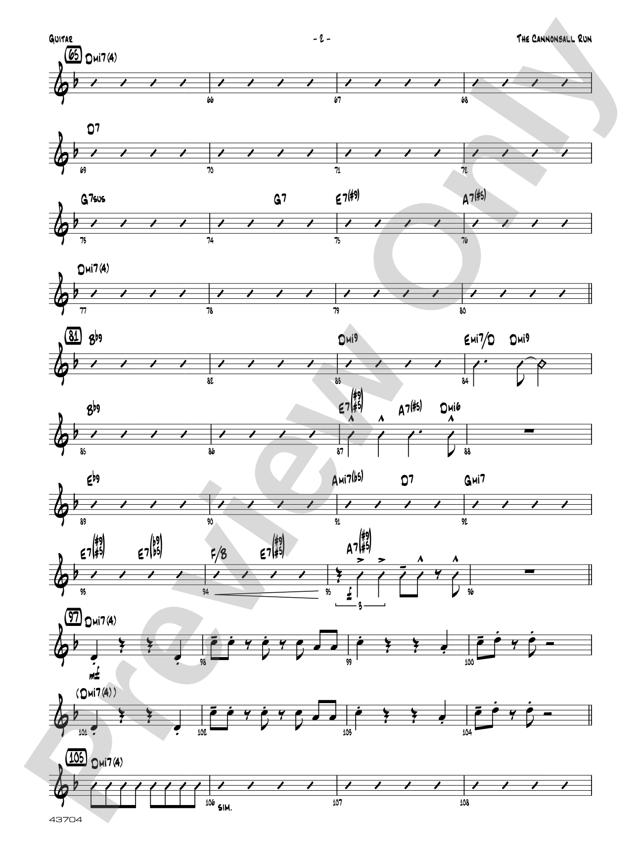 The Cannonball Run: Guitar