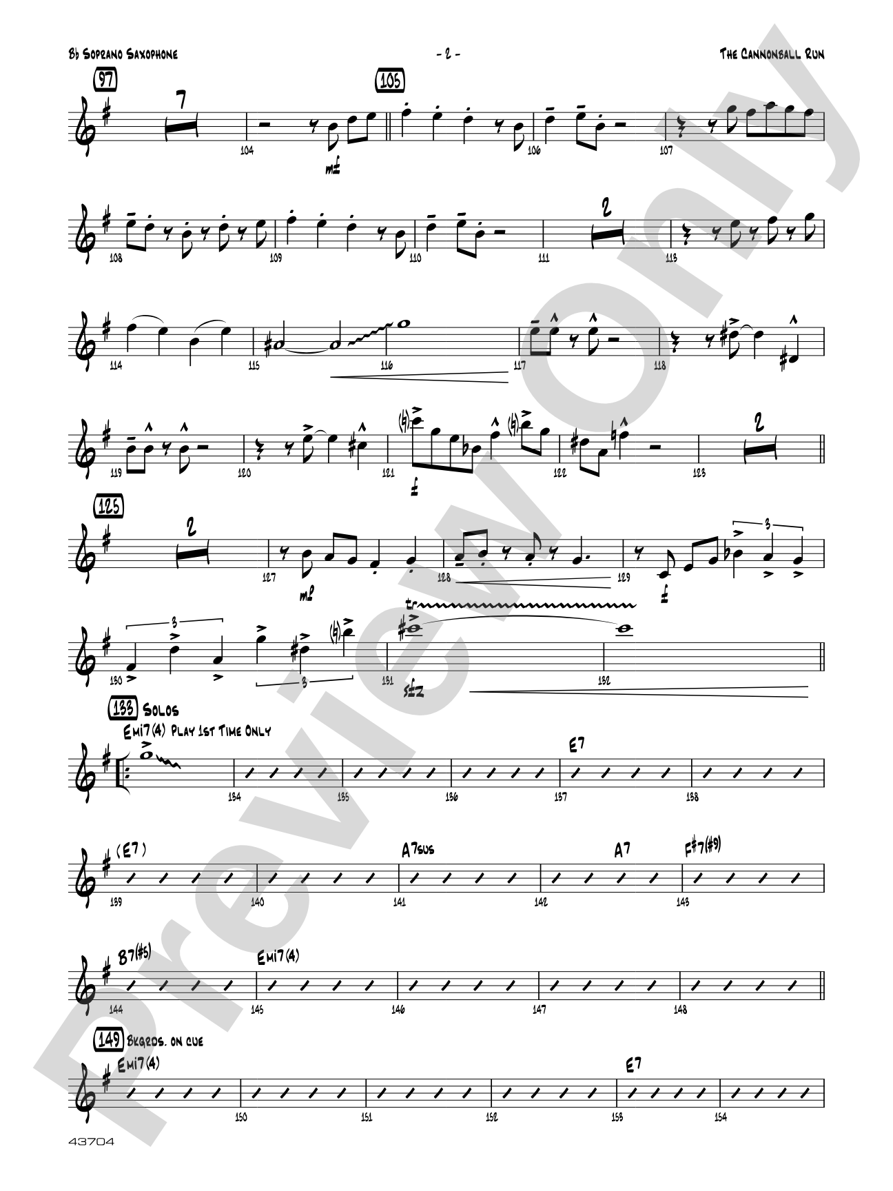 The Cannonball Run: 1st Bb Soprano Sax