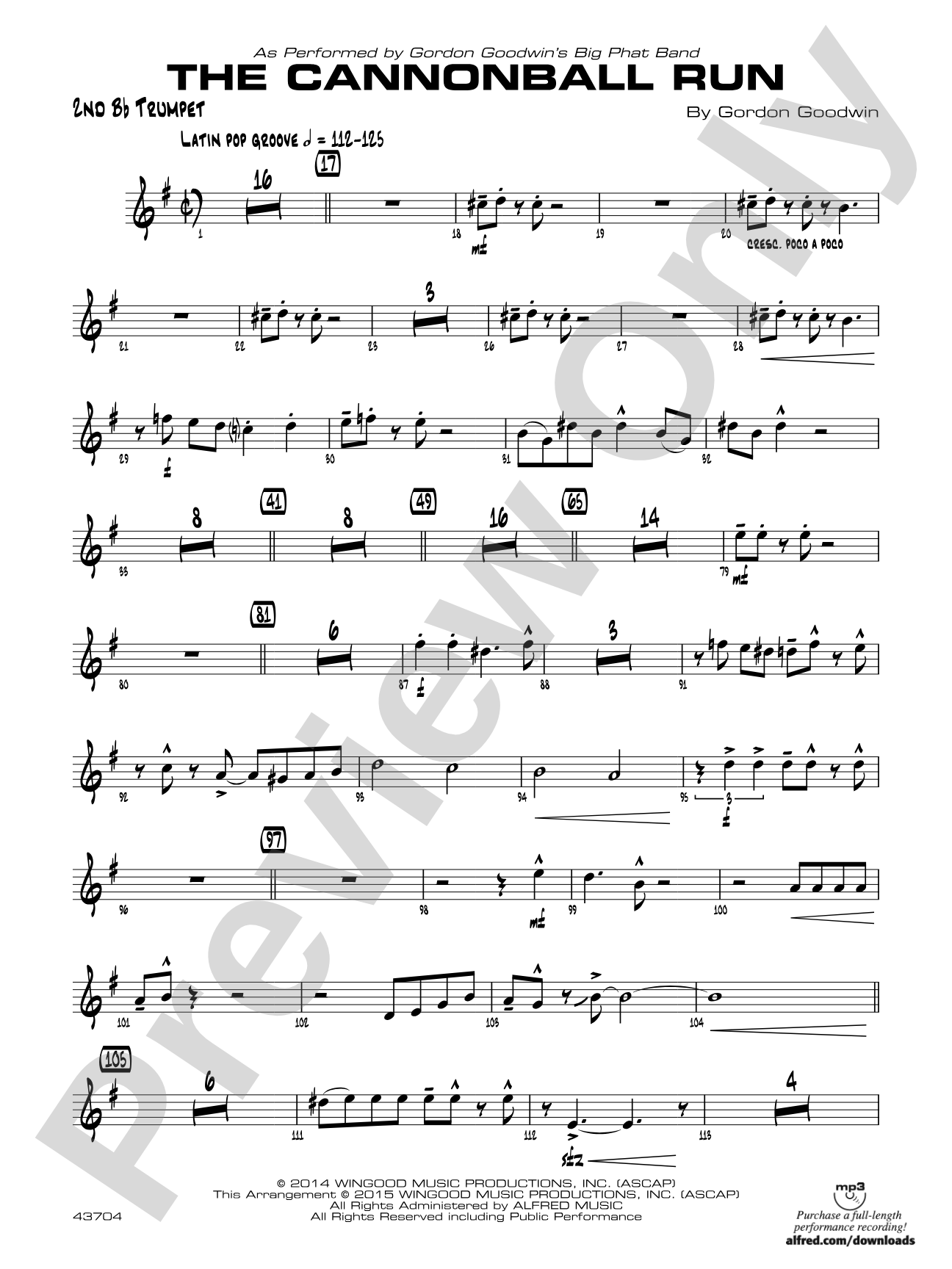 The Cannonball Run: 2nd B-flat Trumpet