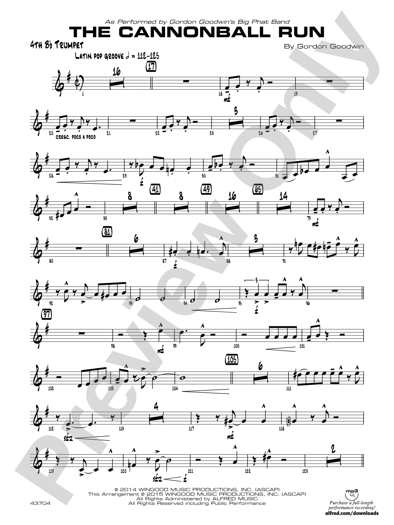 The Cannonball Run: 4th B-flat Trumpet
