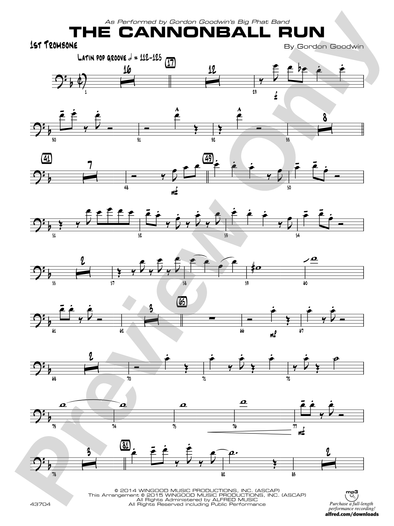 The Cannonball Run: 1st Trombone
