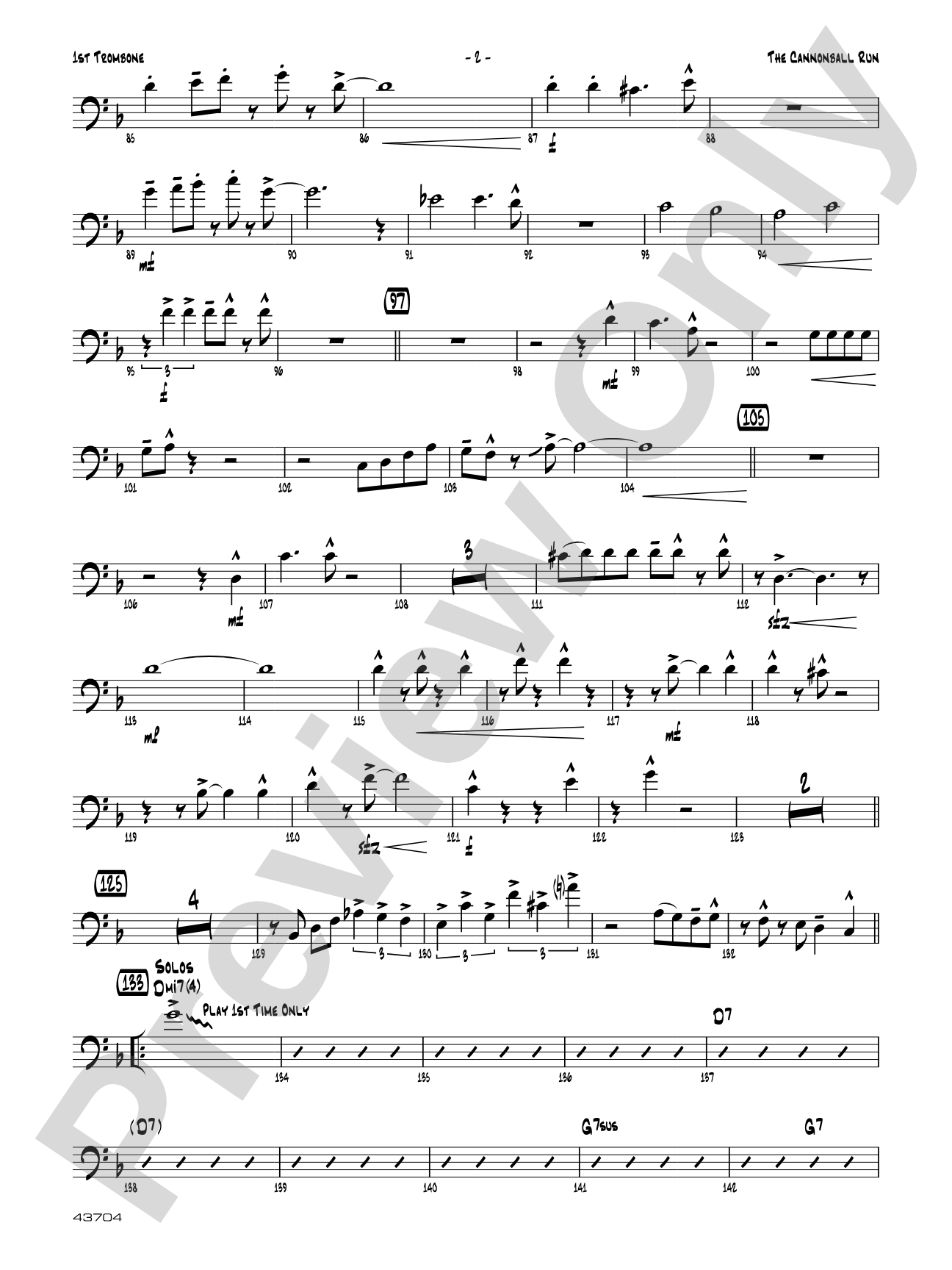 The Cannonball Run: 1st Trombone
