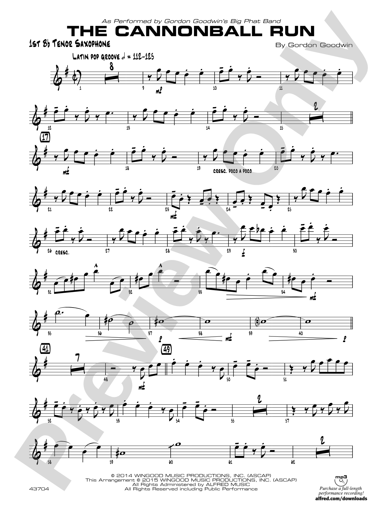 The Cannonball Run: B-flat Tenor Saxophone